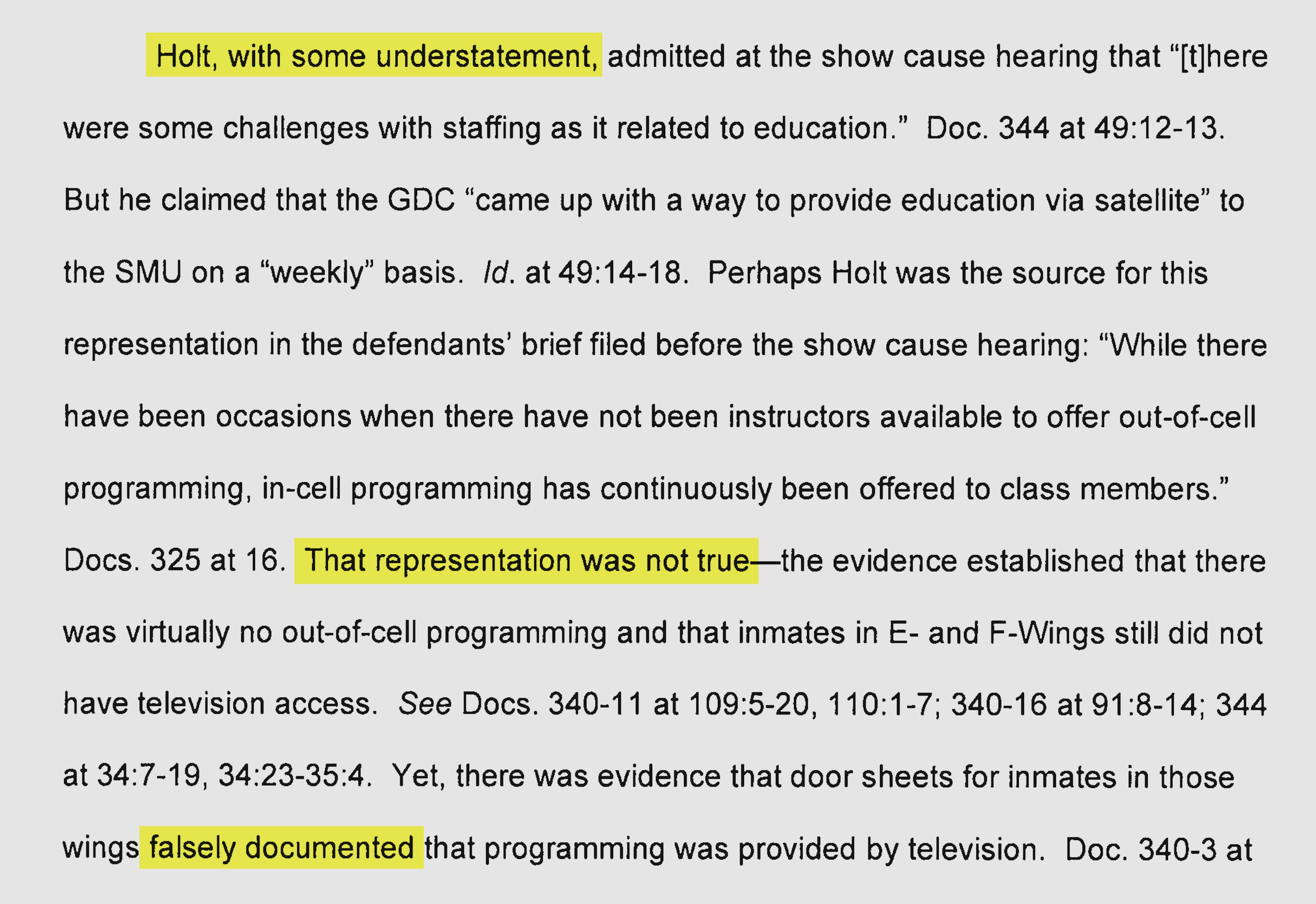 U.S. District Judge Marc T. Treadwell, in a contempt order issued in April, expressed frustration over misrepresentations by GDC Assistant Commissioner Ahmed Holt and false documentation by the agency.