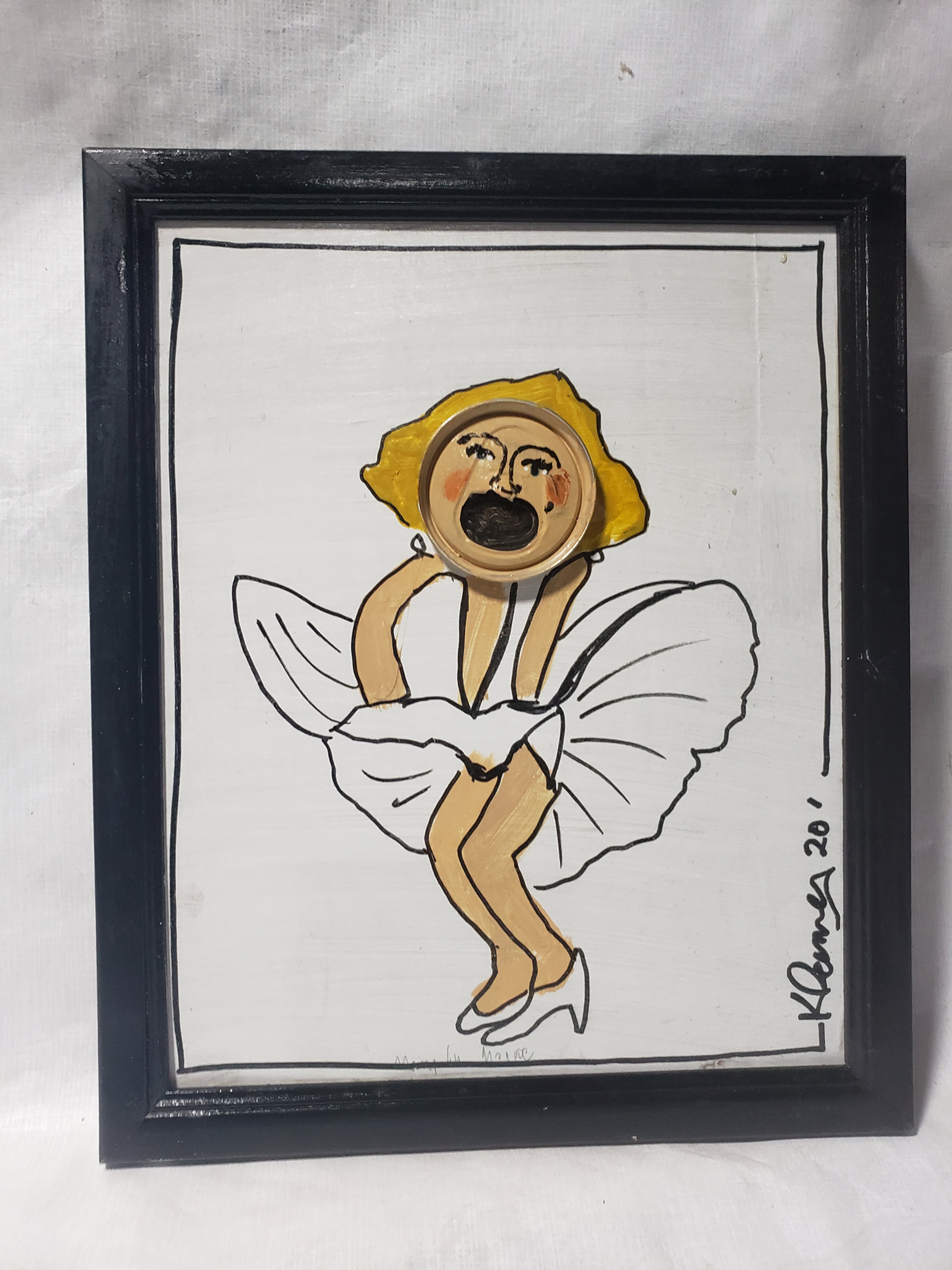 A "can top art" portrait of Marilyn Monroe by Kip Ramey, who founded the Folk Aid Facebook page as a marketplace for folk art.
Courtesy of Kip Ramey.