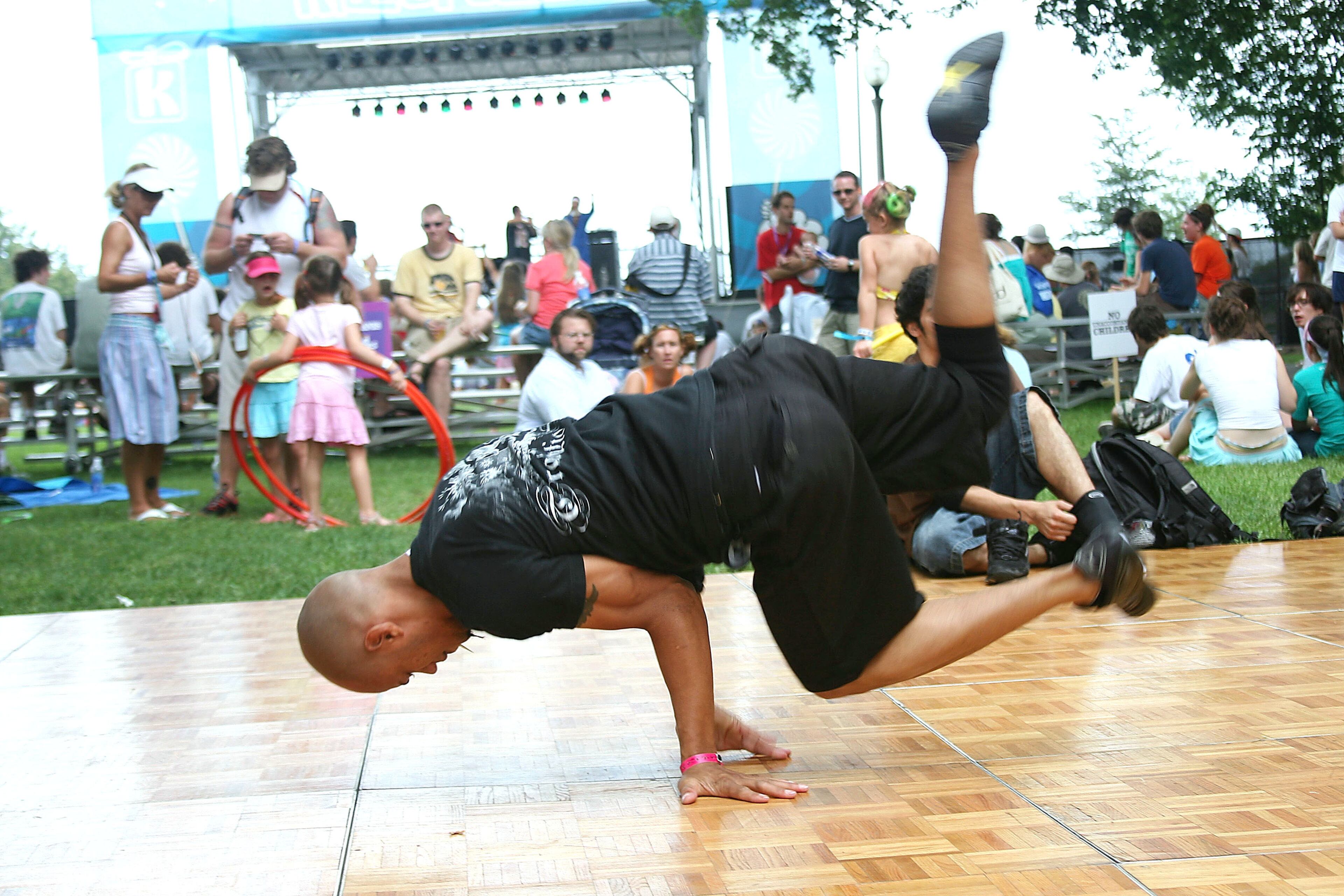 CHICAGO - AUGUST 5: Breakdancers at Kidzapalooza area of Lollapalooza on August 5, 2006 in Chicago, Illinois. (Photo by Roger Kisby/Getty Images)