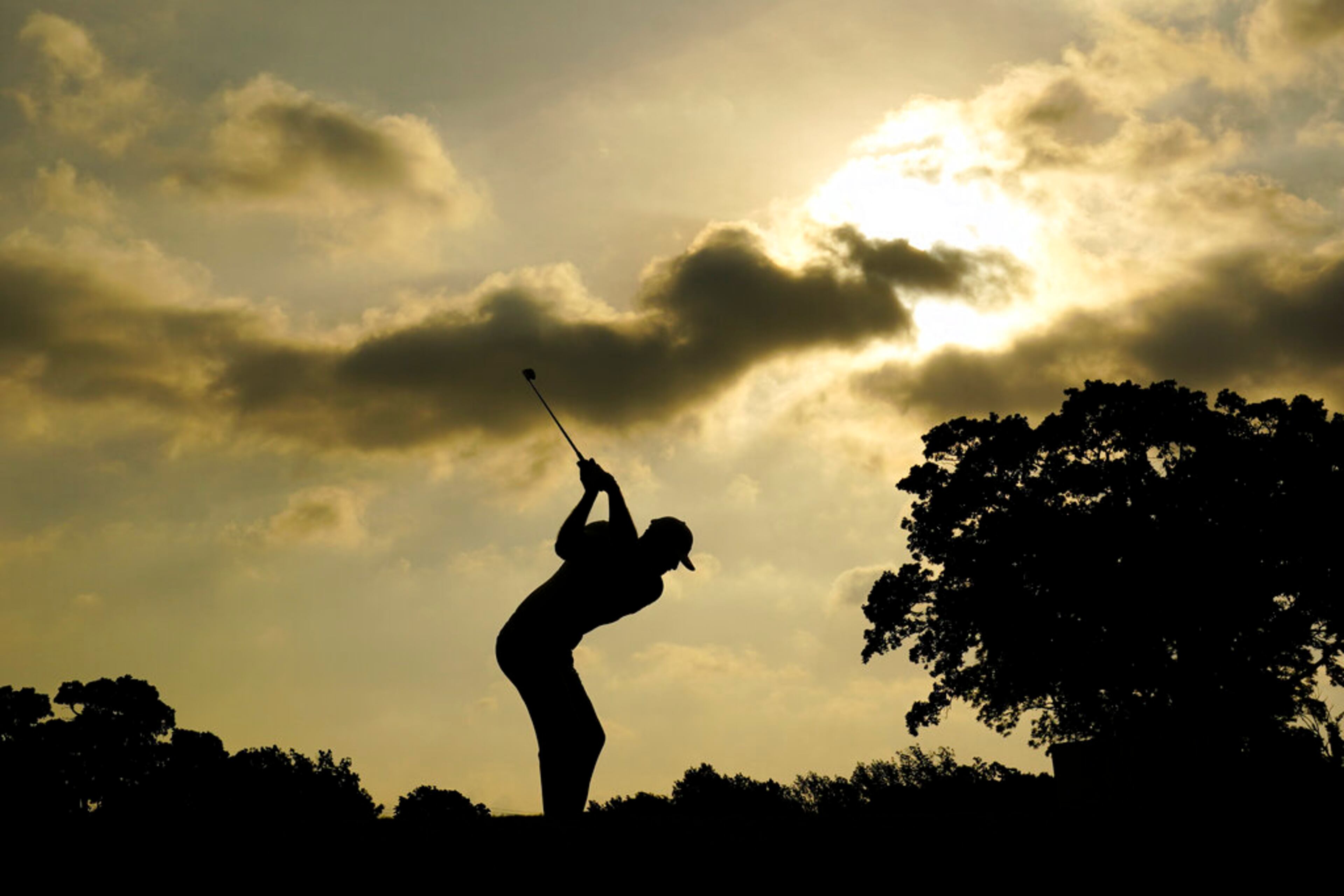 Dustin Johnson hits his tee shot on the 11th hole during the second round of the PGA Championship golf tournament at Southern Hills Country Club, Friday, May 20, 2022, in Tulsa, Okla. (AP Photo/Eric Gay)