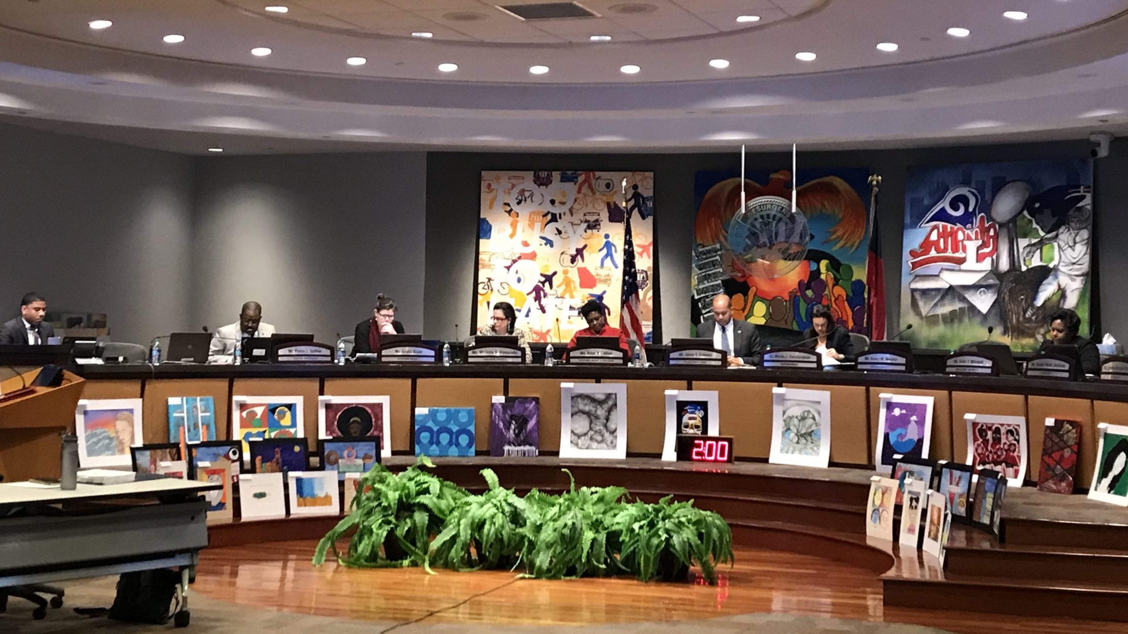 The Atlanta Board of Education, at only eight members strong, during its March 4, 2019, meeting.