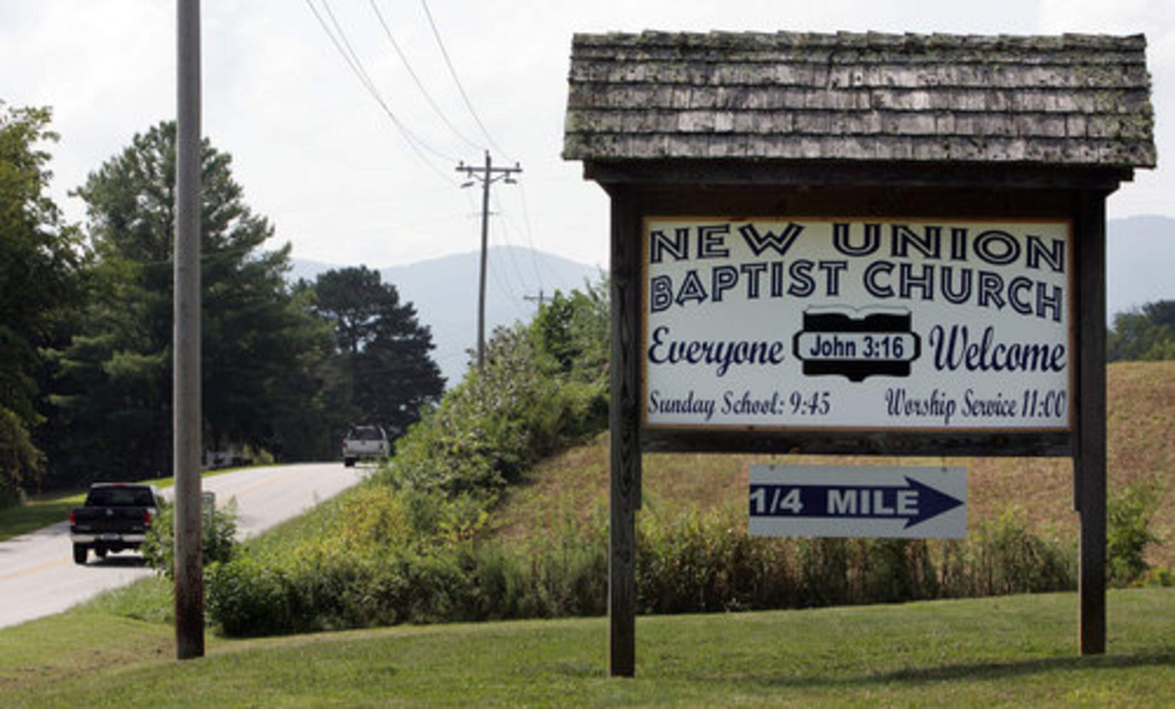 Law enforcement agencies set up a command center at Union Baptist Church in Blairsville.
