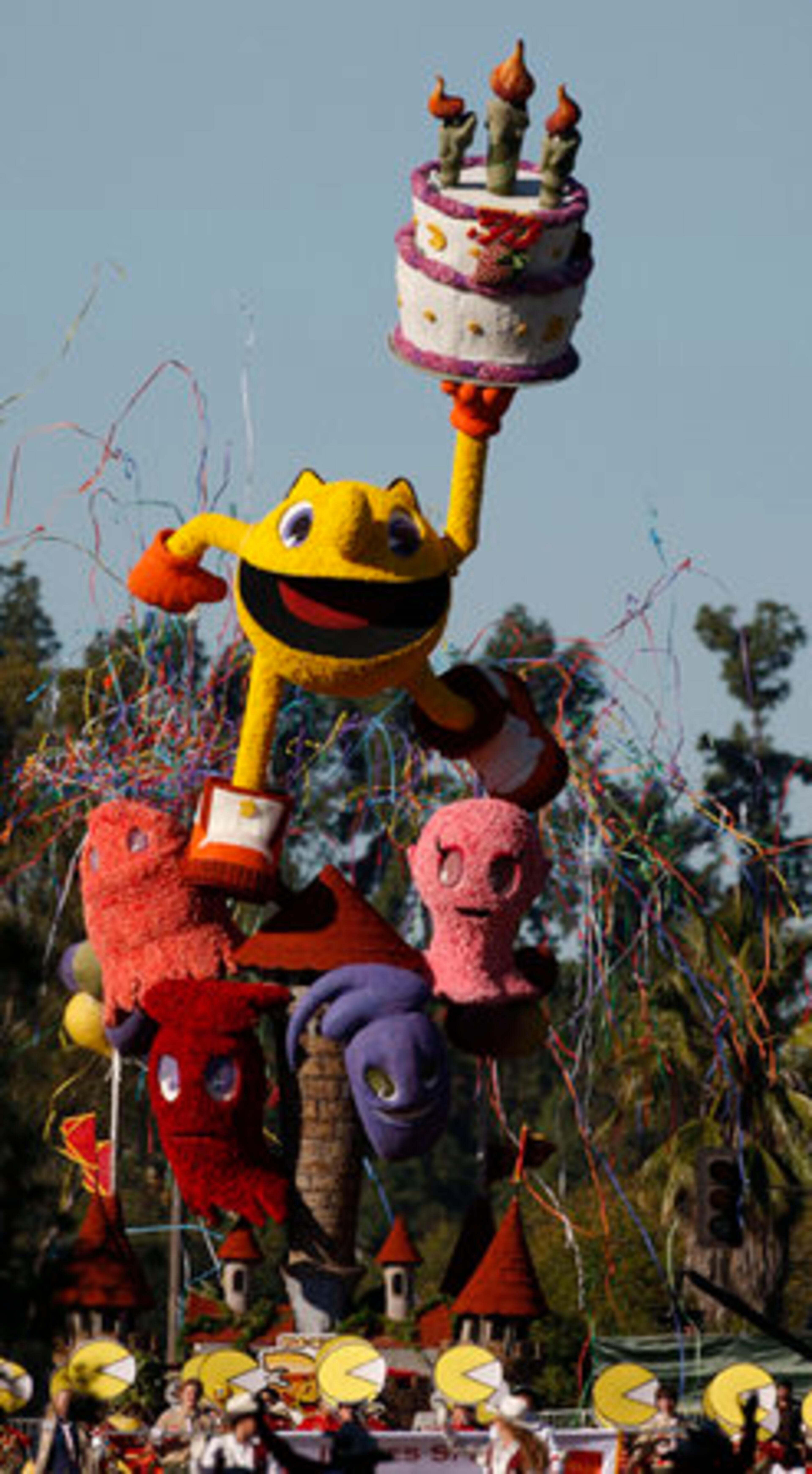 The Namco Bandai Games America's float celebrated "Pac Man's 30th Anniversary Party."