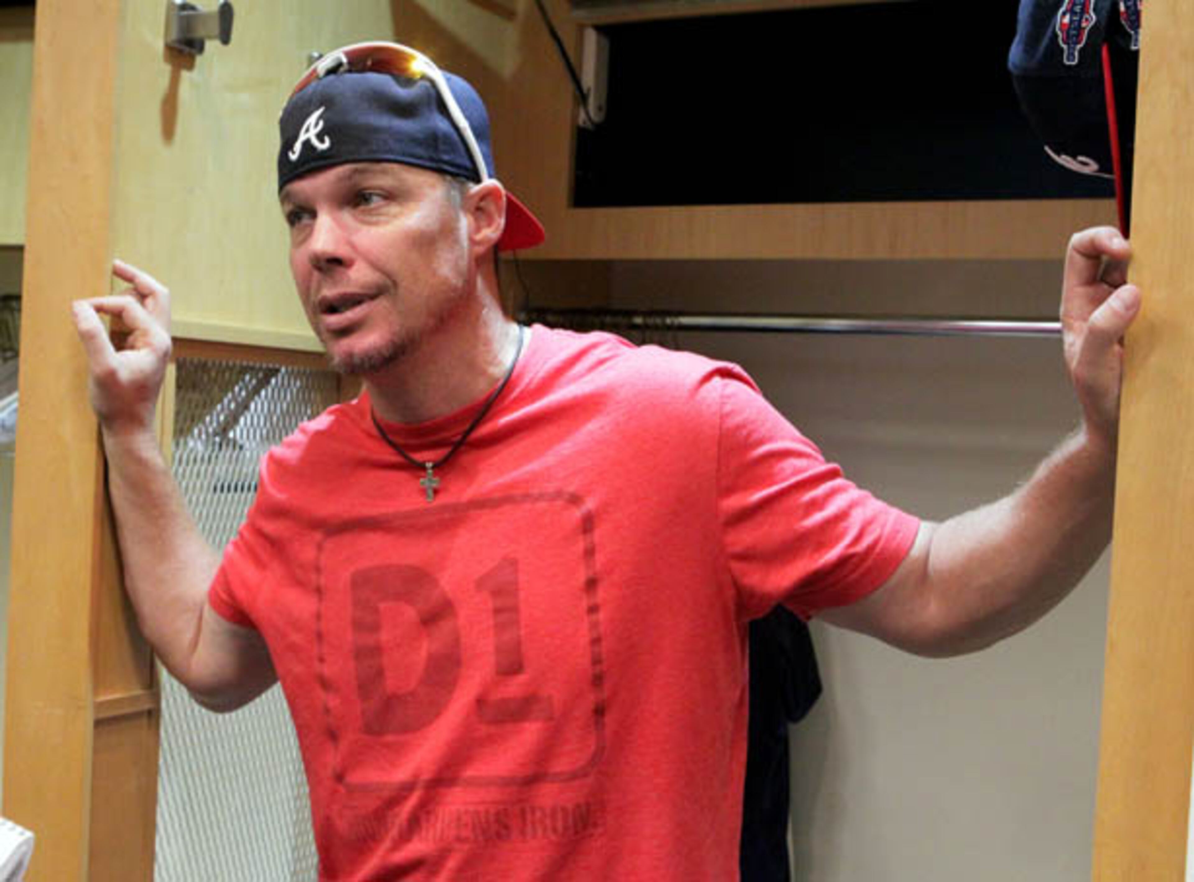 Retiring Braves third baseman Chipper Jones said from his locker: “This is a lot easier than I thought it would be than five years ago when I thought this moment would come,” Jones said. “That lets me know that I’m ready. I think if I were in here sobbing uncontrollably that it would be painfully apparent that I wasn’t ready to walk out the door, but I’m ready.”