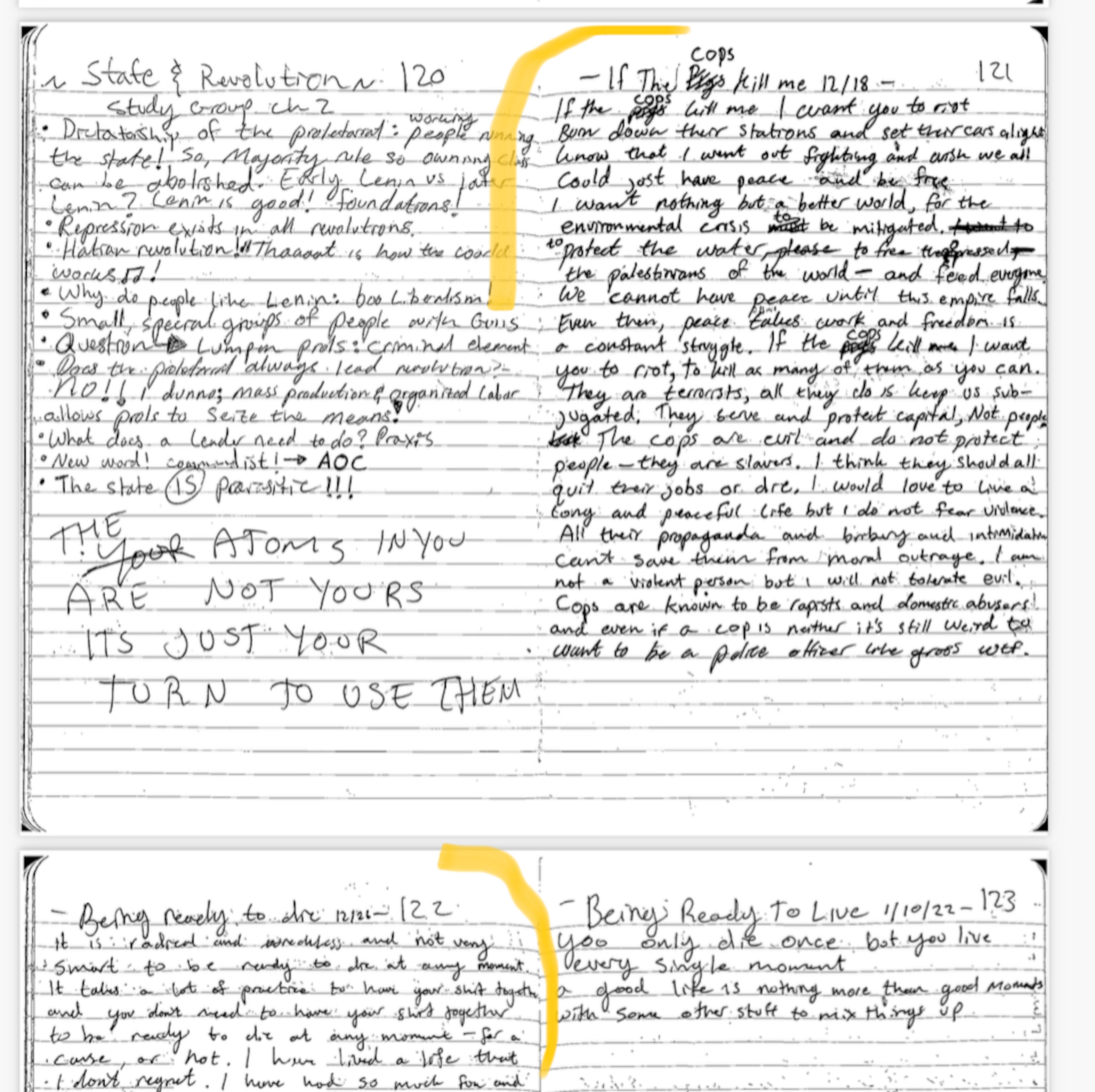 The diary found near the body of Atlanta police training center protester Manuel Teran, who was killed after allegedly shooting at police, carries violent images and calls to kill police.