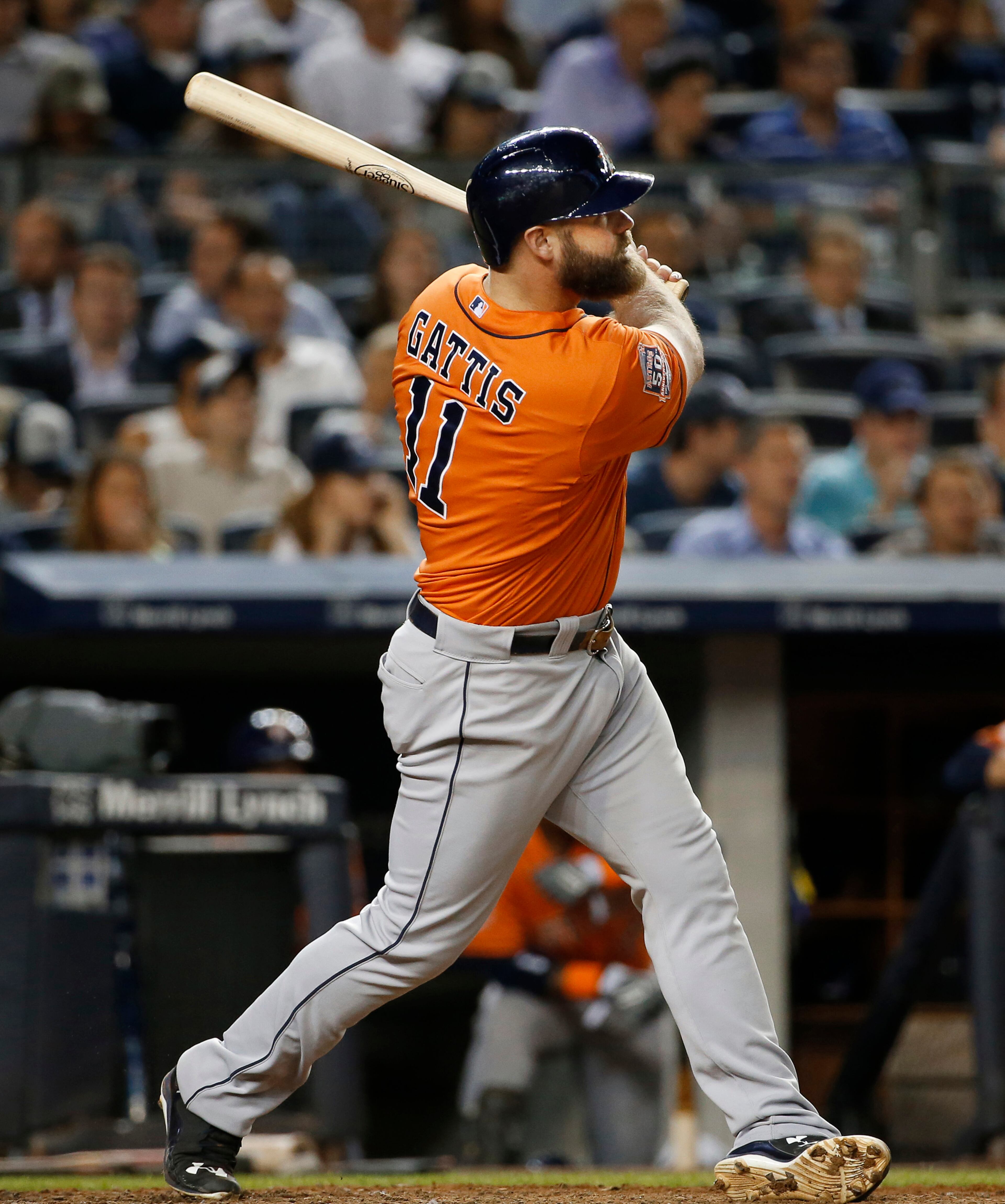 The Braves traded Gattis for pitcher Mike Foltynewicz, who is 4-6 and got the loss as Atlanta fell to Colorado Tuesday. (AP Photo/Kathy Willens)