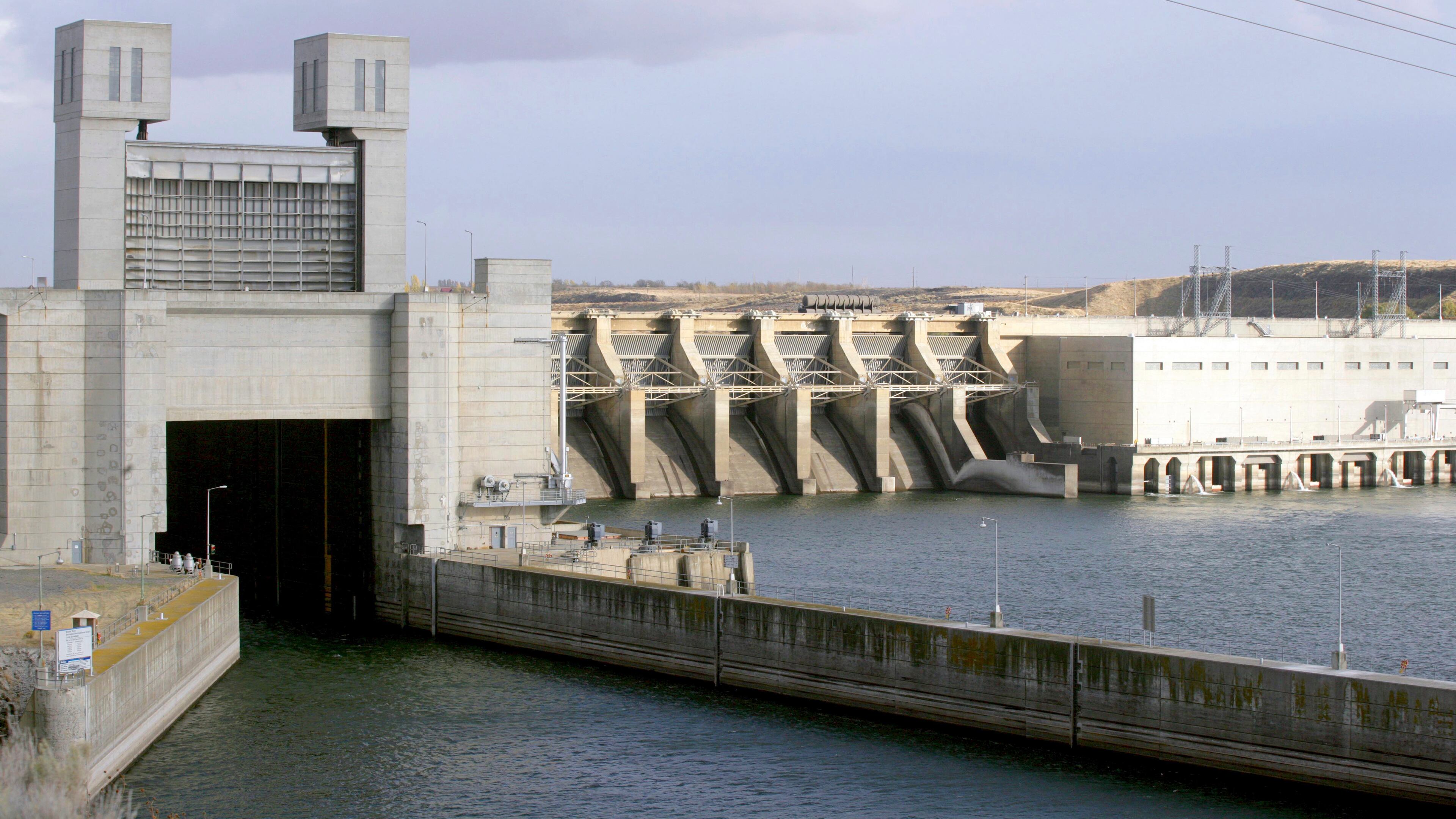 FILE - This photo shows the Ice Harbor dam on the Snake River in Pasco, Wash, Oct. 24, 2006. (AP Photo/Jackie Johnston, File)