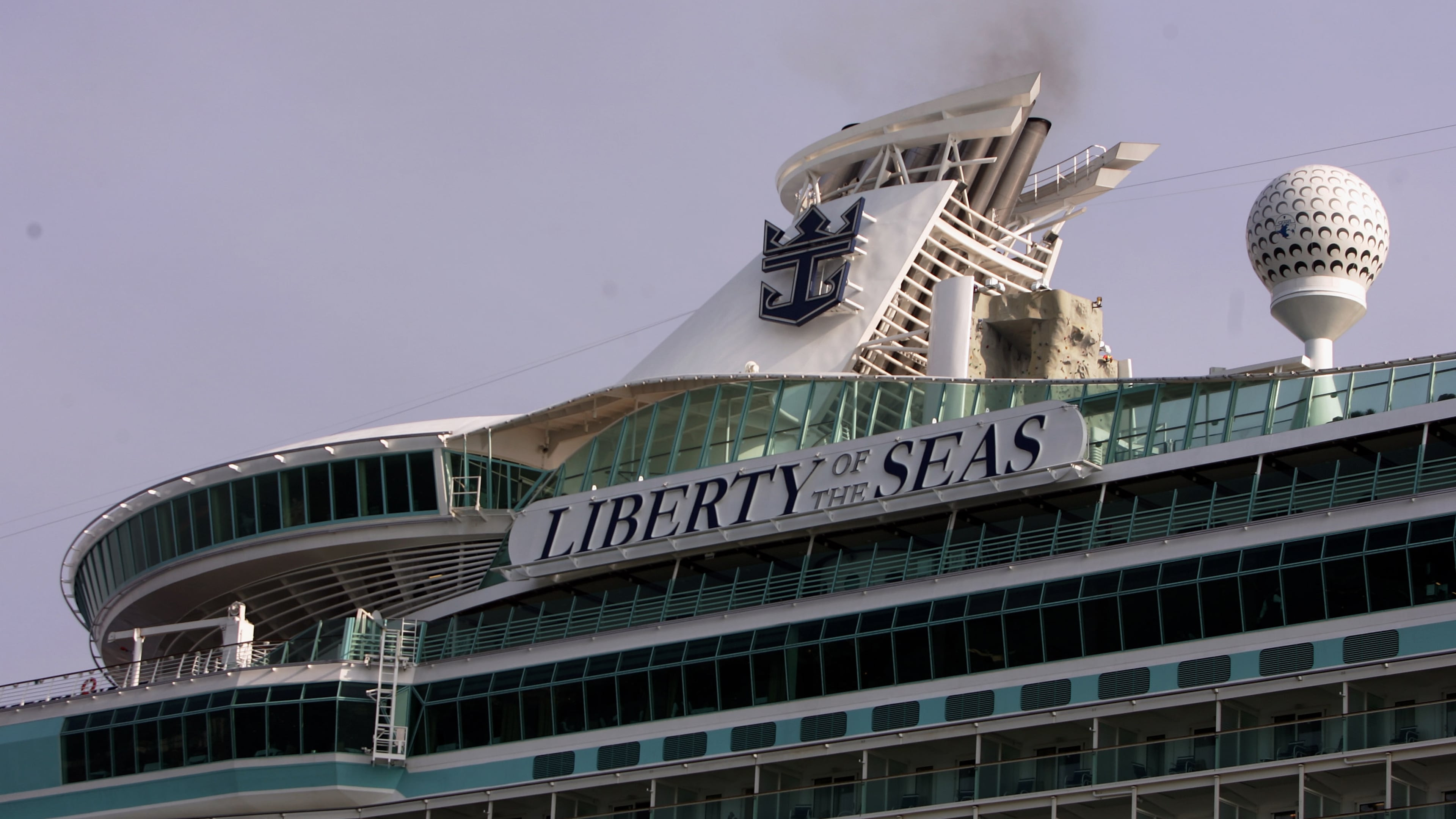 SOUTHAMPTON, UNITED KINGDOM - APRIL 22: A detail view of the 'Liberty of the Seas' in the Port of Southampton, on April 22, 2007 in Southampton, England. The enormous cruiser, owned by Royal Caribbean, is over 1000ft in length and has capacity for 4,300 passengers spread over 15 decks. (Photo by Bruno Vincent/Getty Images)