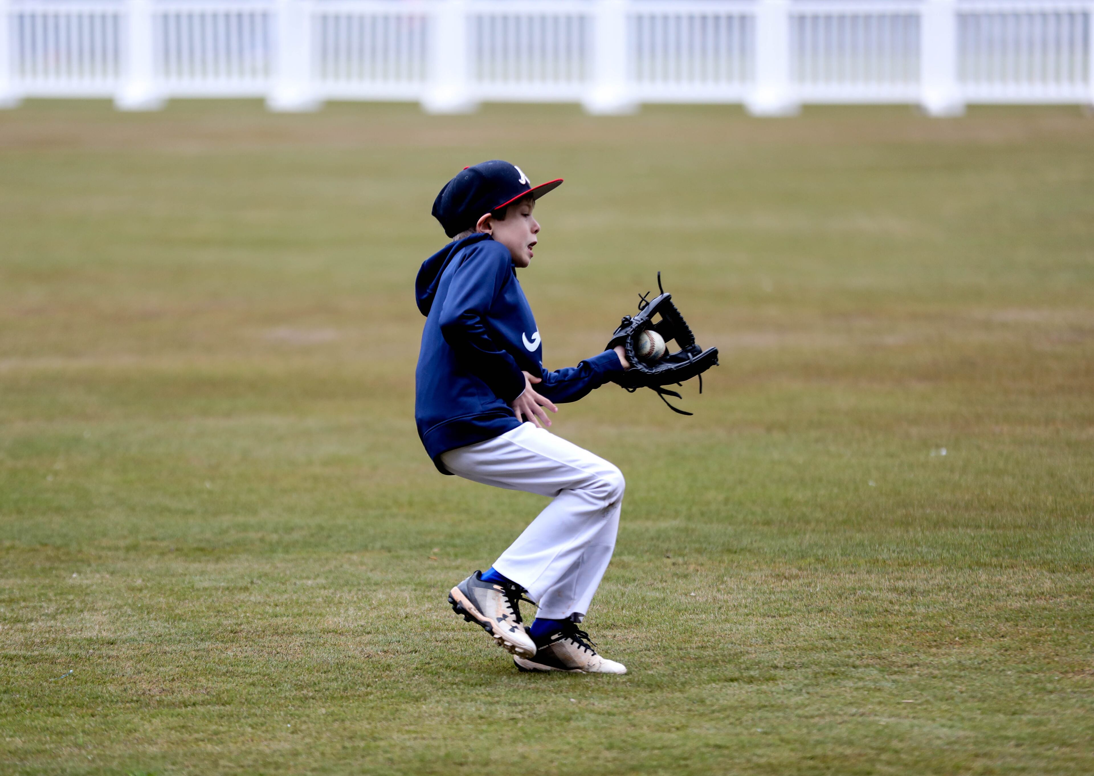 William Denbow, 8, catches a baseball during Chop Fest at Truist Park in Atlanta, Saturday, Jan. 25, 2020. BRANDEN CAMP/SPECIAL