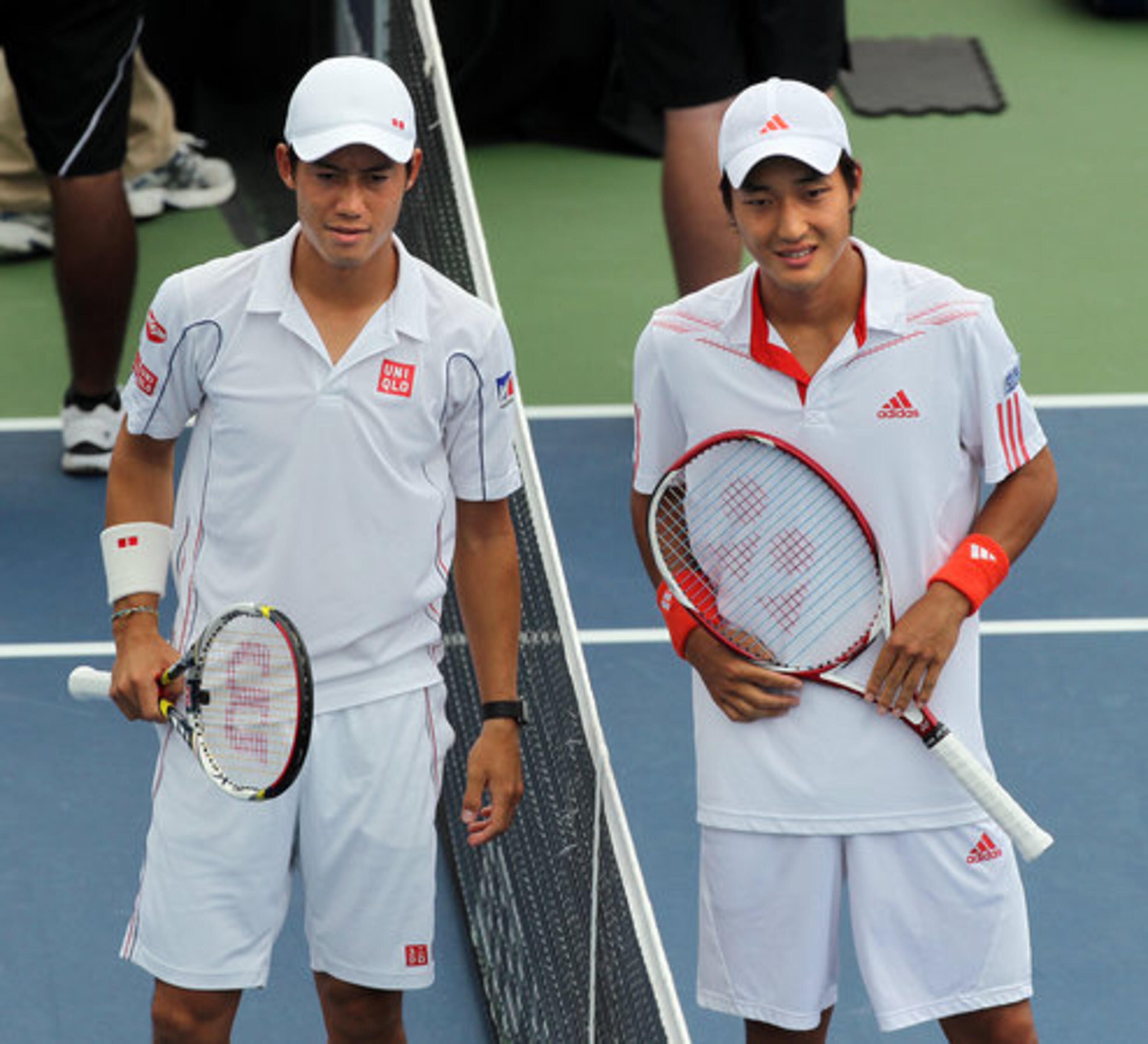 For the first time in Open Era history (since 1968), two Japanese players Kei Nishikori (left) and Go Soeda (right) meet in the quarterfinals at the Atlanta Open on Friday, July 20, 2012.