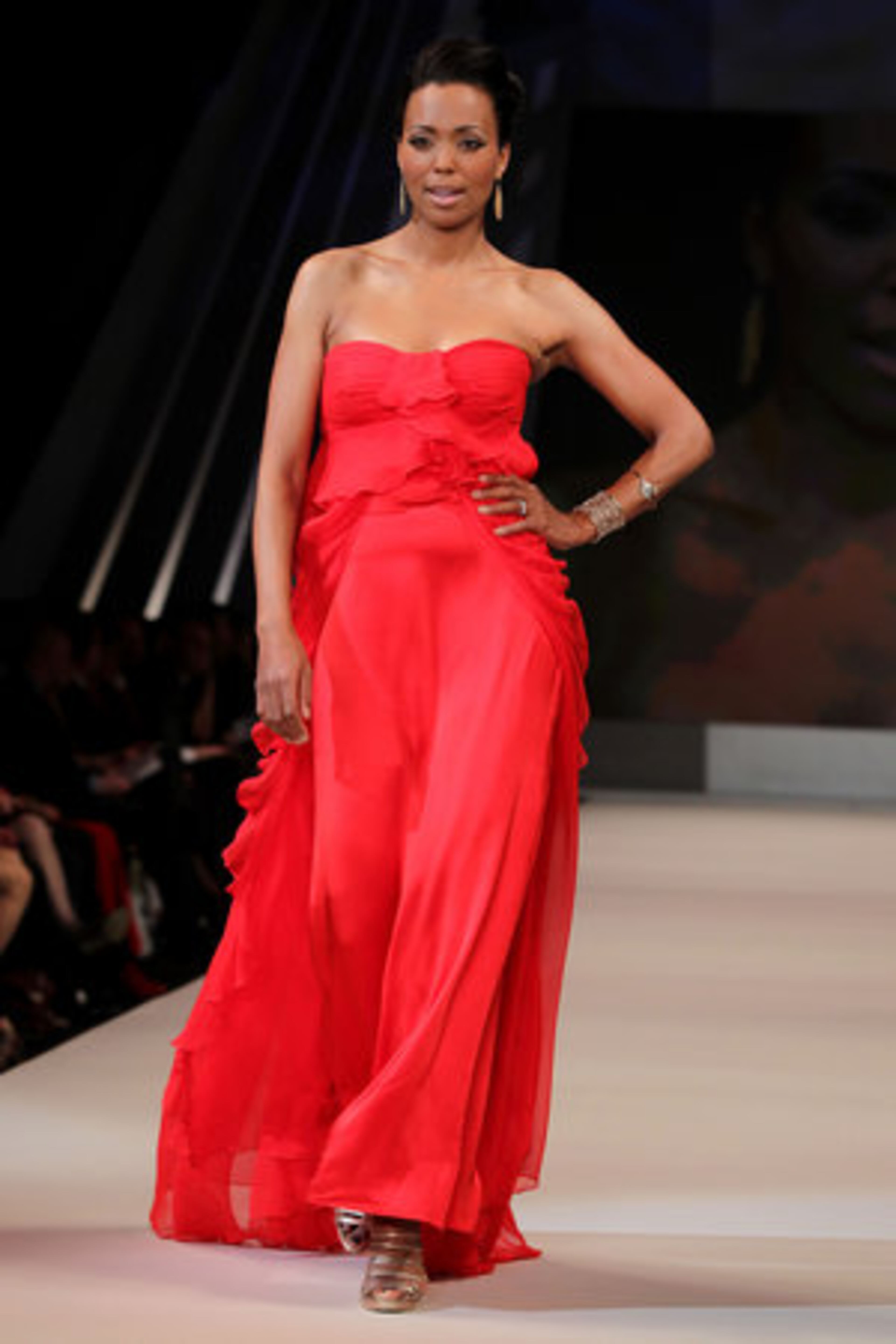 Aisha Tyler models Badgley Mischka.