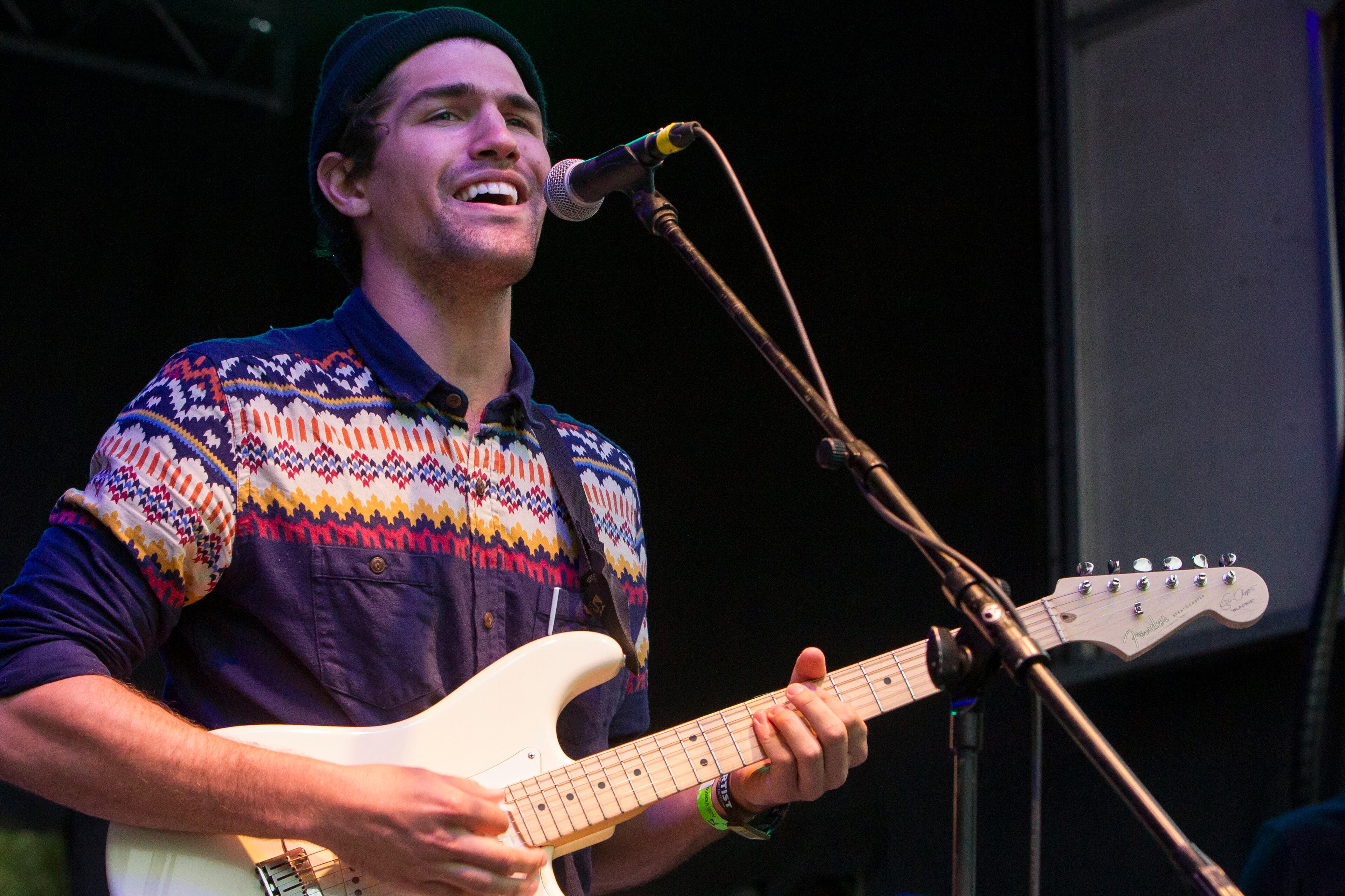 Tom Eddy, of Beat Connection, performs for fans at the BMI stage at the Austin City Limits fest. The festival saw cooler temperatures today. Saturday, Oct. 11, 2014. MIGUEL GUTIERREZ JR / AMERICAN STATESMAN