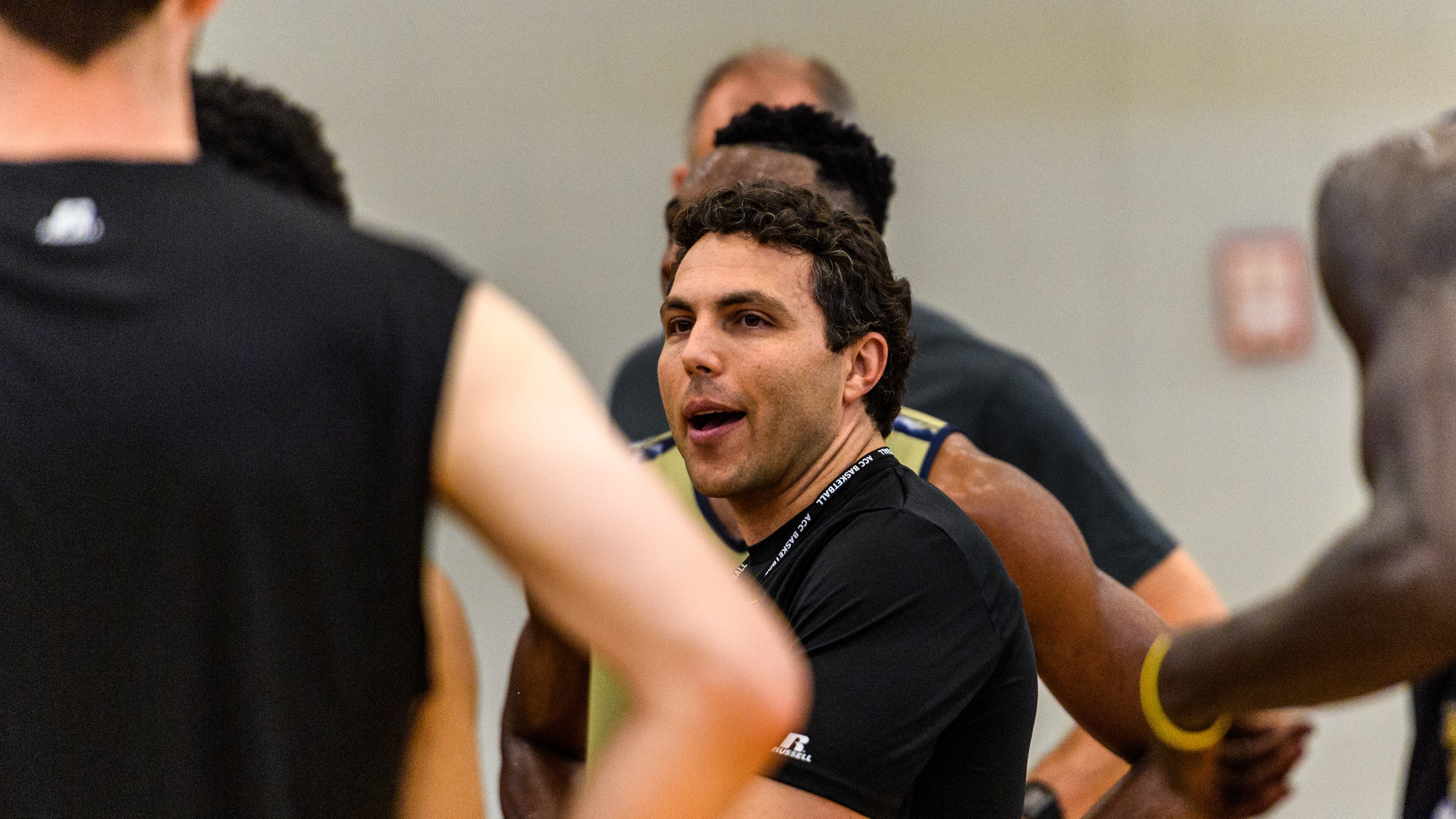 Head coach Josh Pastner during Georgia Tech basketball practice, August 1, 2016 (Danny Karnik/GTAA)
