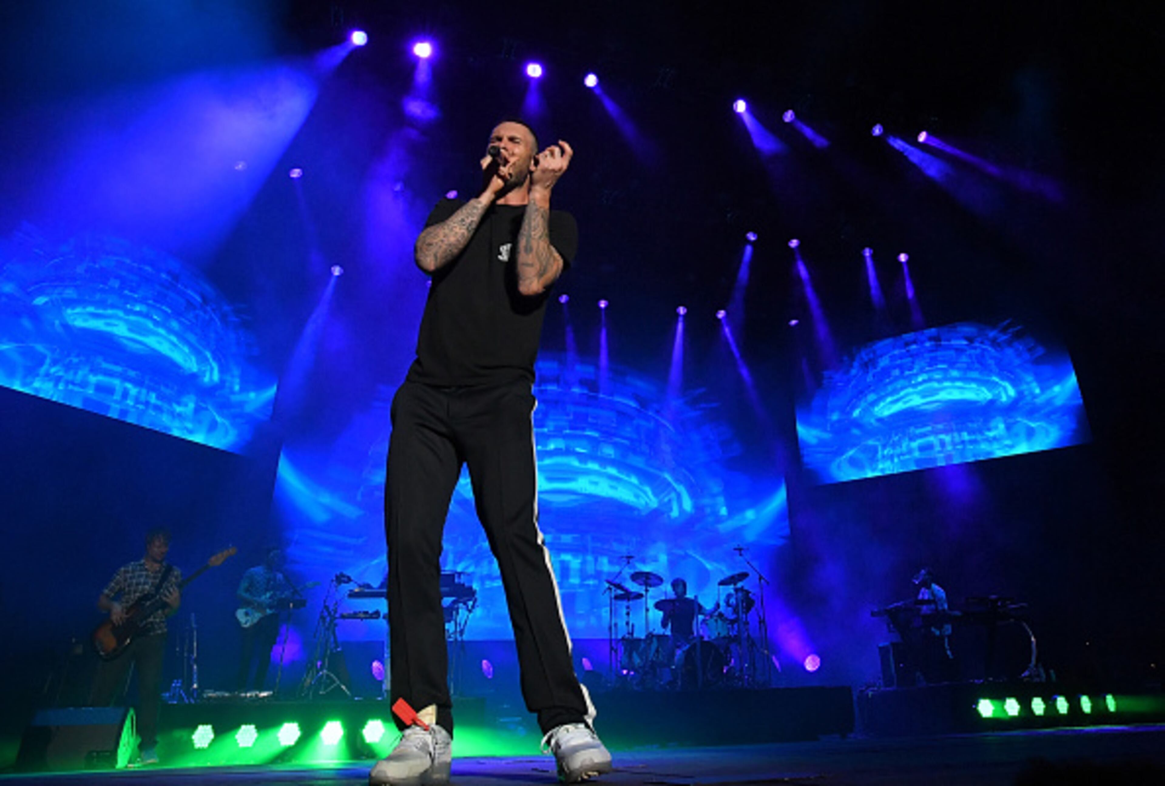 SAN ANTONIO, TX - APRIL 01: Adam Levine of Maroon 5 performs onstage during the Capital One JamFest onstage at the NCAA March Madness Music Festival at Hemisfair on April 1, 2018 in San Antonio, Texas. (Photo by Michael Loccisano/Getty Images for Turner)