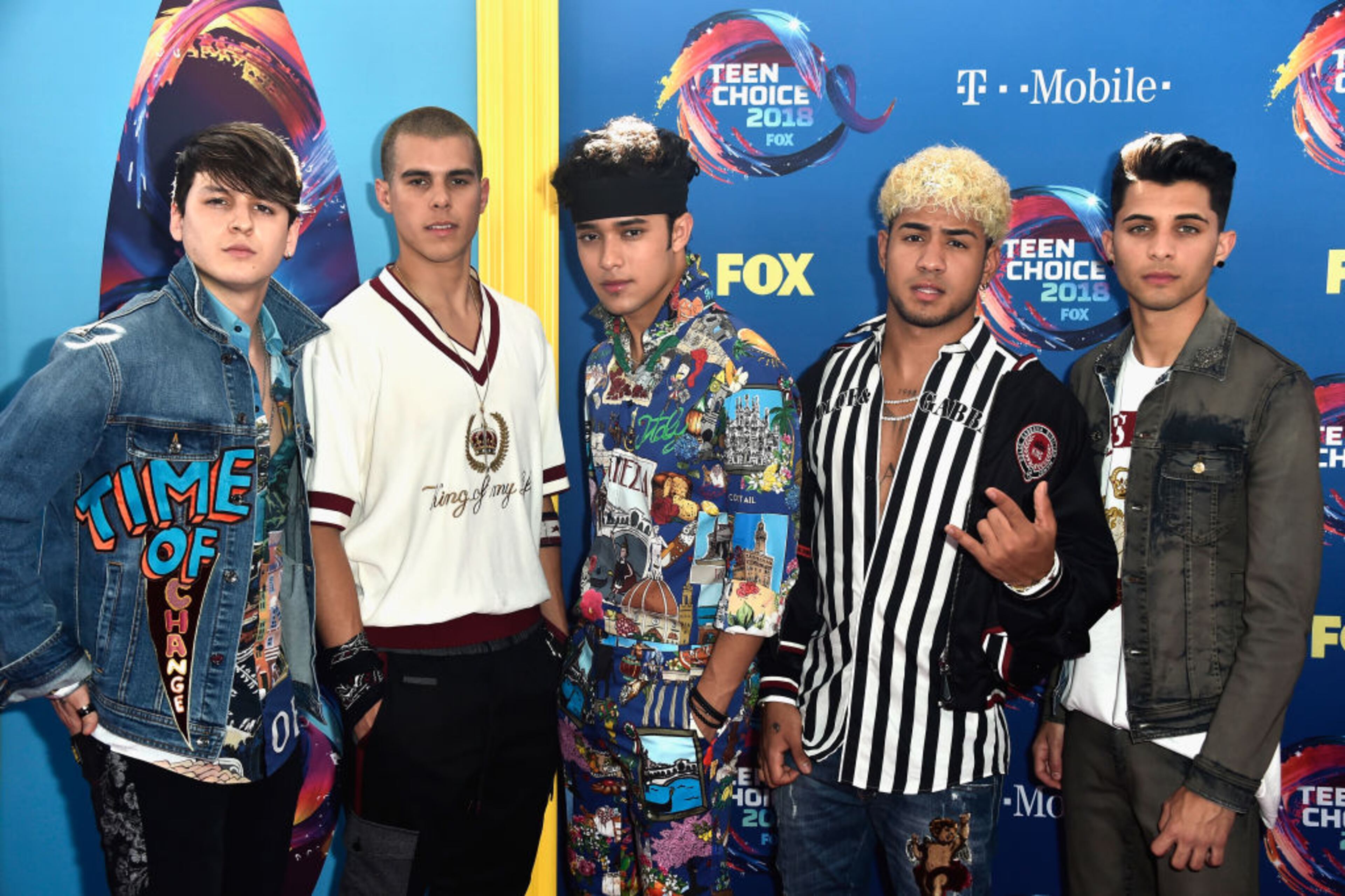 INGLEWOOD, CA - AUGUST 12: (L-R) Christopher Vélez, Zabdiel de Jesús, Joel Pimentel, Richard Camacho, Erick Brian Colón of CNCO attend FOX's Teen Choice Awards at The Forum on August 12, 2018 in Inglewood, California. (Photo by Frazer Harrison/Getty Images)