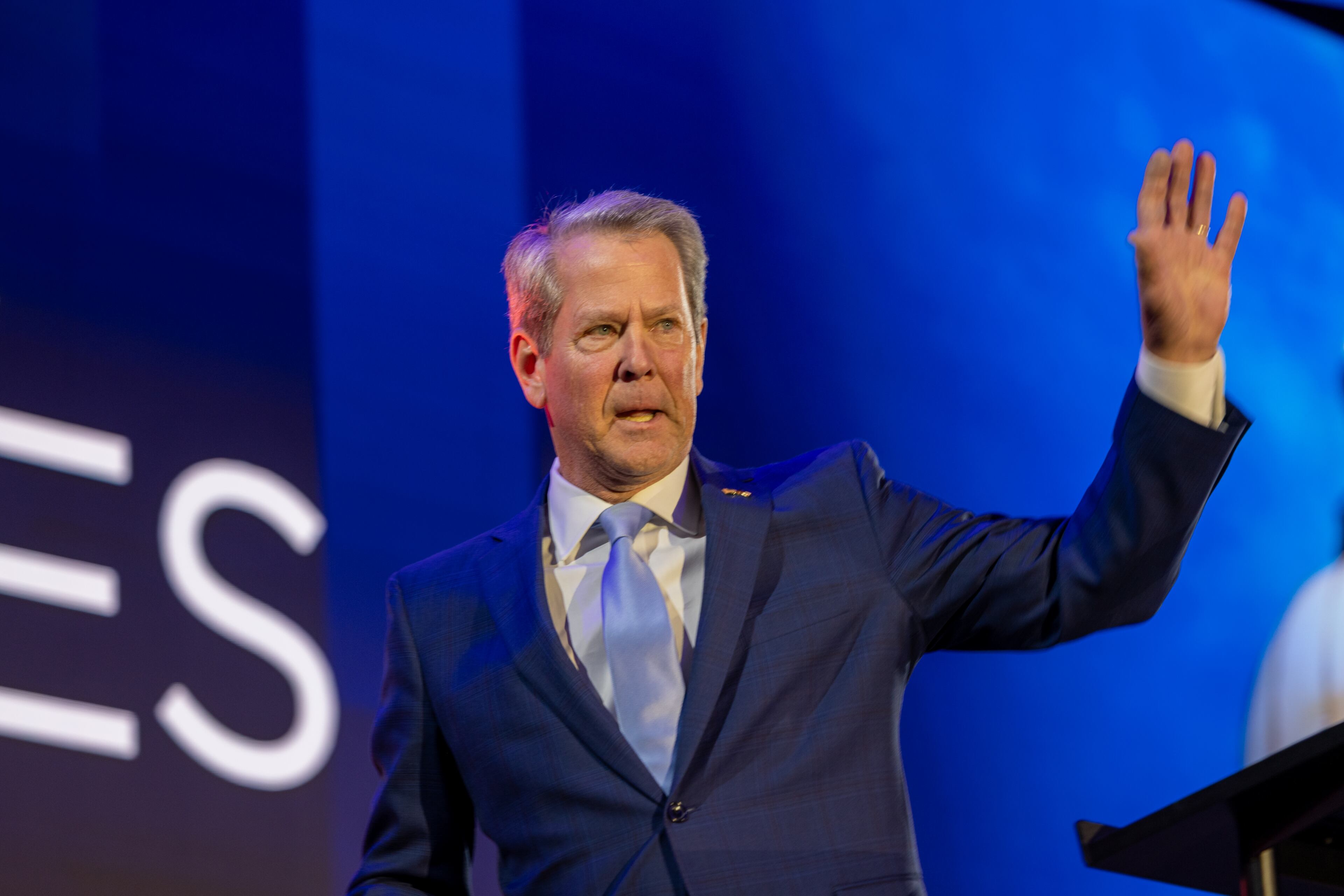 Gov. Brian Kemp speaks during the annual Georgia Chamber Eggs & Issues breakfast on Wednesday, Jan. 14, 2026, at Mercedes-Benz Stadium in Atlanta. Kemp told lawmakers on Thursday that “the Georgia of today that has been built over the last 25 years does not stand on sticks made of ‘easy’ or ‘politically convenient.’” (Arvin Temkar/AJC)