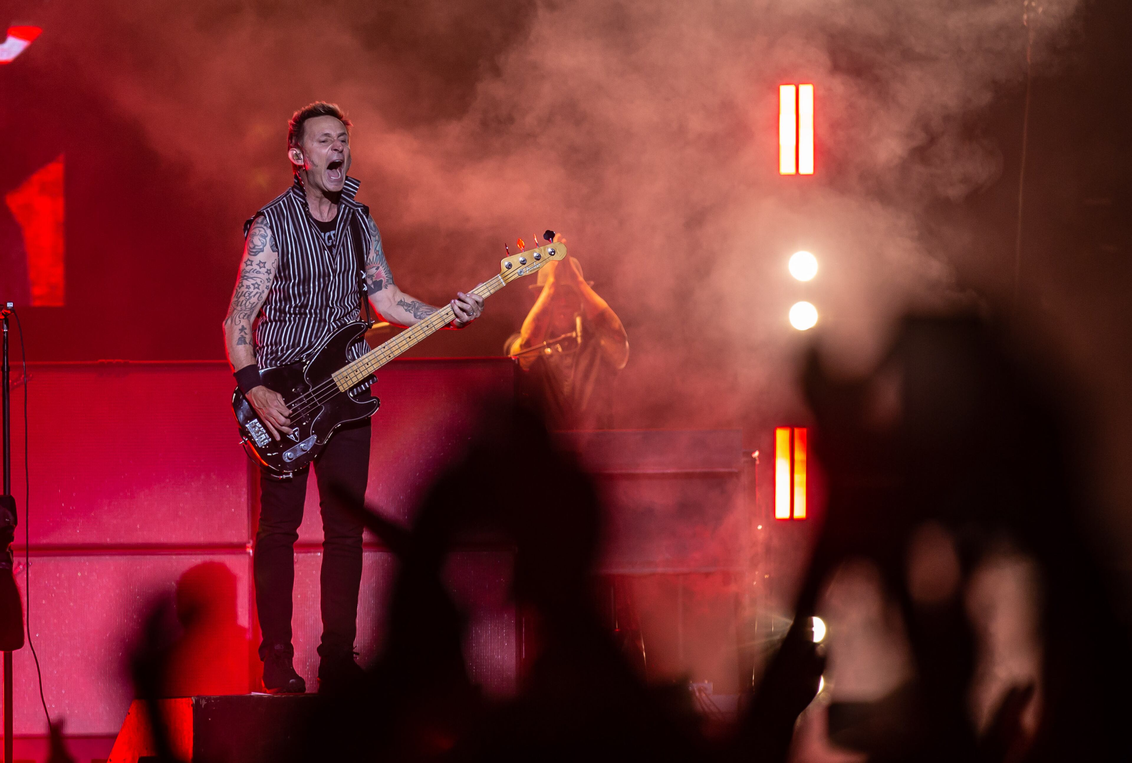 Green Day performs on the first day of this year's Shaky Knees Festival on Friday, April 29, 2022. Alt-rock icons Green Day were the headliners for the kickoff, and the music fest continues through Sunday. (Photo by Ryan Fleisher for The Atlanta Journal-Constitution)