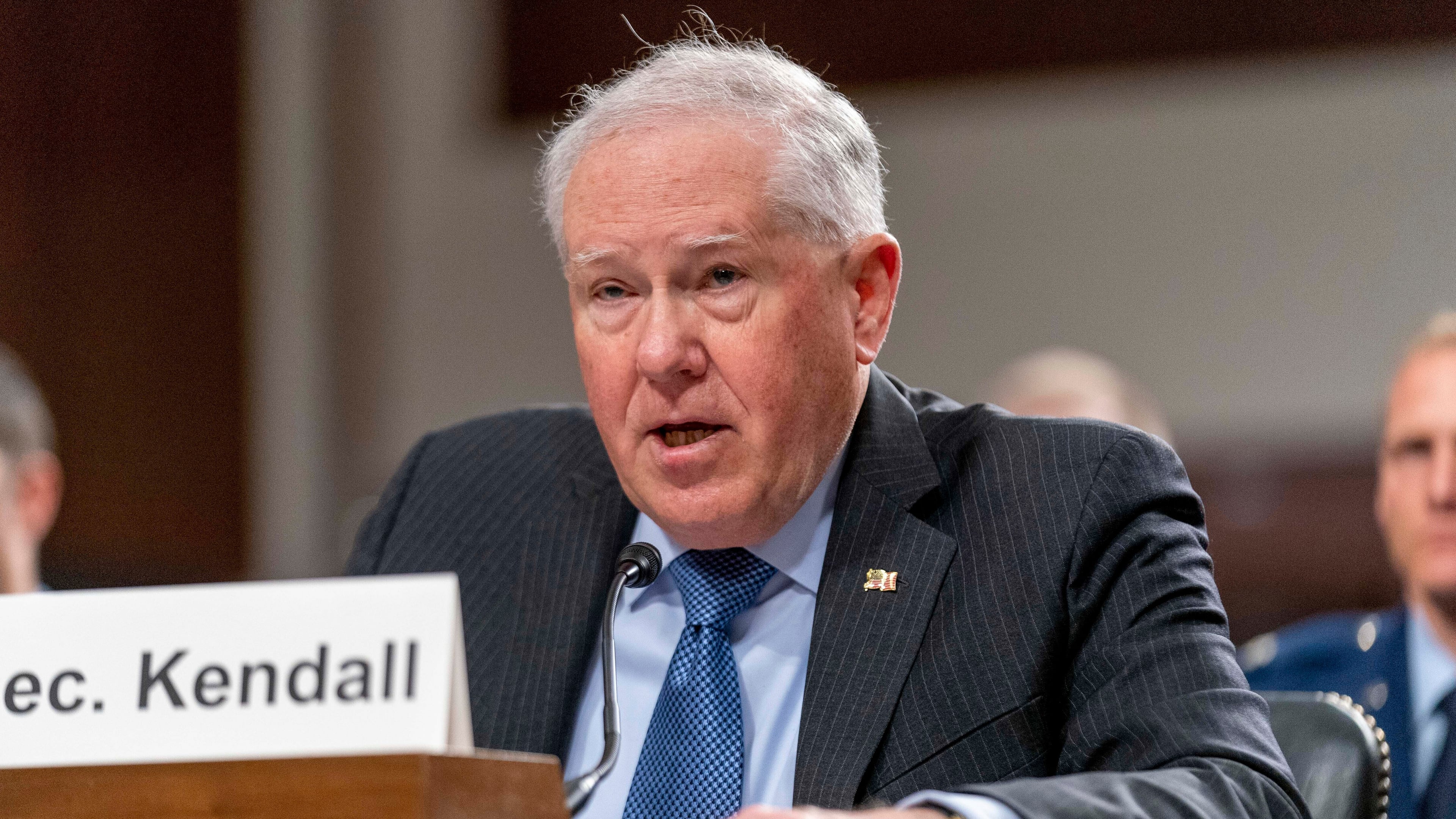 FILE - Secretary of the Air Force Frank Kendall speaks during a Senate Armed Services budget hearing on Capitol Hill in Washington, May 2, 2023. (AP Photo/Andrew Harnik, File)