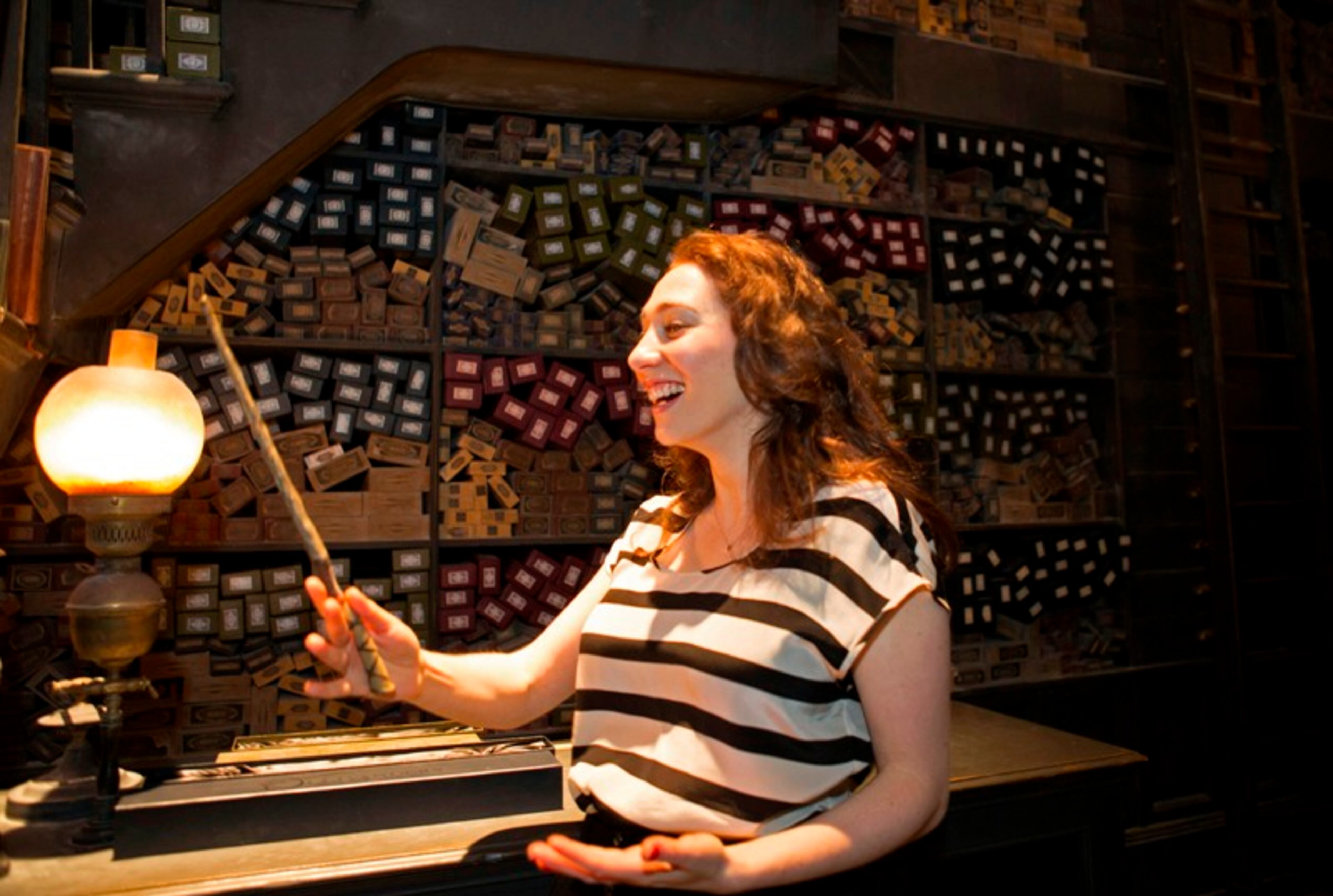 Indie pop singer and Harry Potter fan Regina Spektor visited The Wizarding World of Harry Potter on November 13, 2012 and stepped inside Ollivanders wand shop - where the wand chooses the wizard. In an experience inspired by the first Harry Potter book and film, Spektor tested a variety of wands before being chosen by the wand that was meant for her.