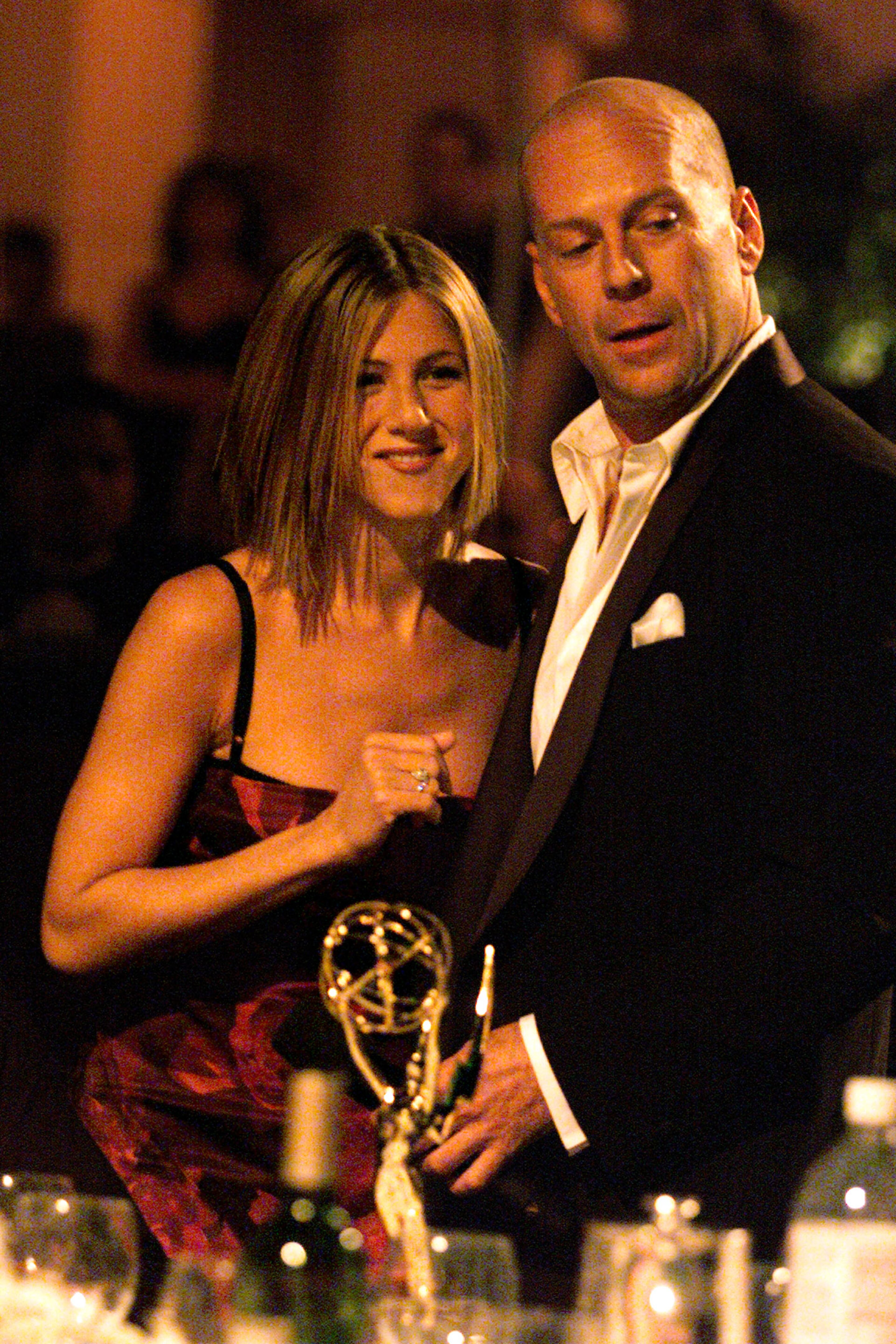 Jennifer Aniston and Bruce Willis at 'Hollywood Salutes Bruce Willis: An American Cinematheque Tribute' at the Beverly Hilton Hotel, Beverly Hills, Ca. 9/23/00. The special will air 9/27/00 on the TNT Network. Photo: Kevin Winter/ImageDirect