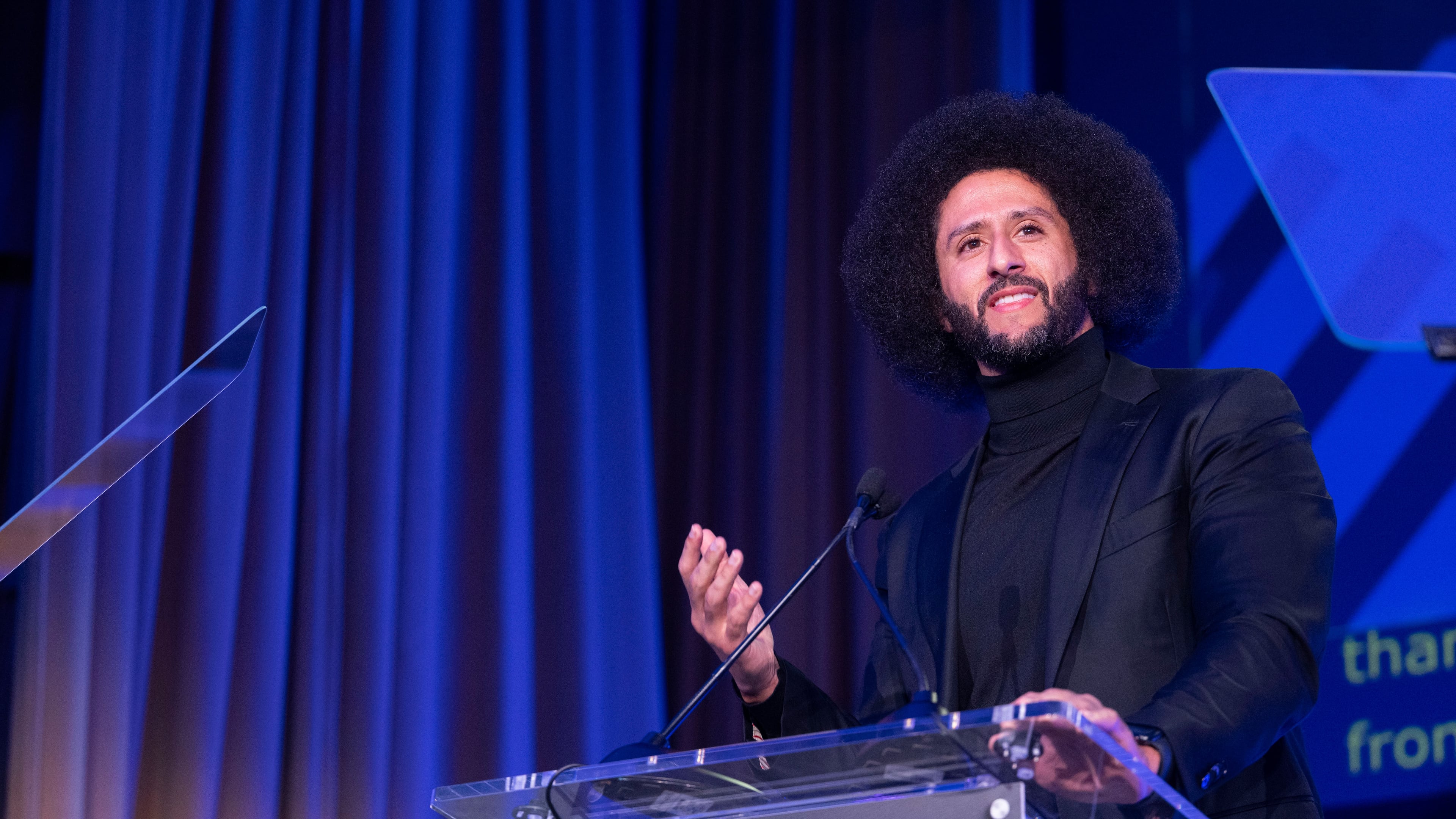 Colin Kaepernick speaks at the ACLU's 2026 Biennial Leadership Conference, Friday, July 24, 2026, in Washington. (AP Photo/Kevin Wolf)