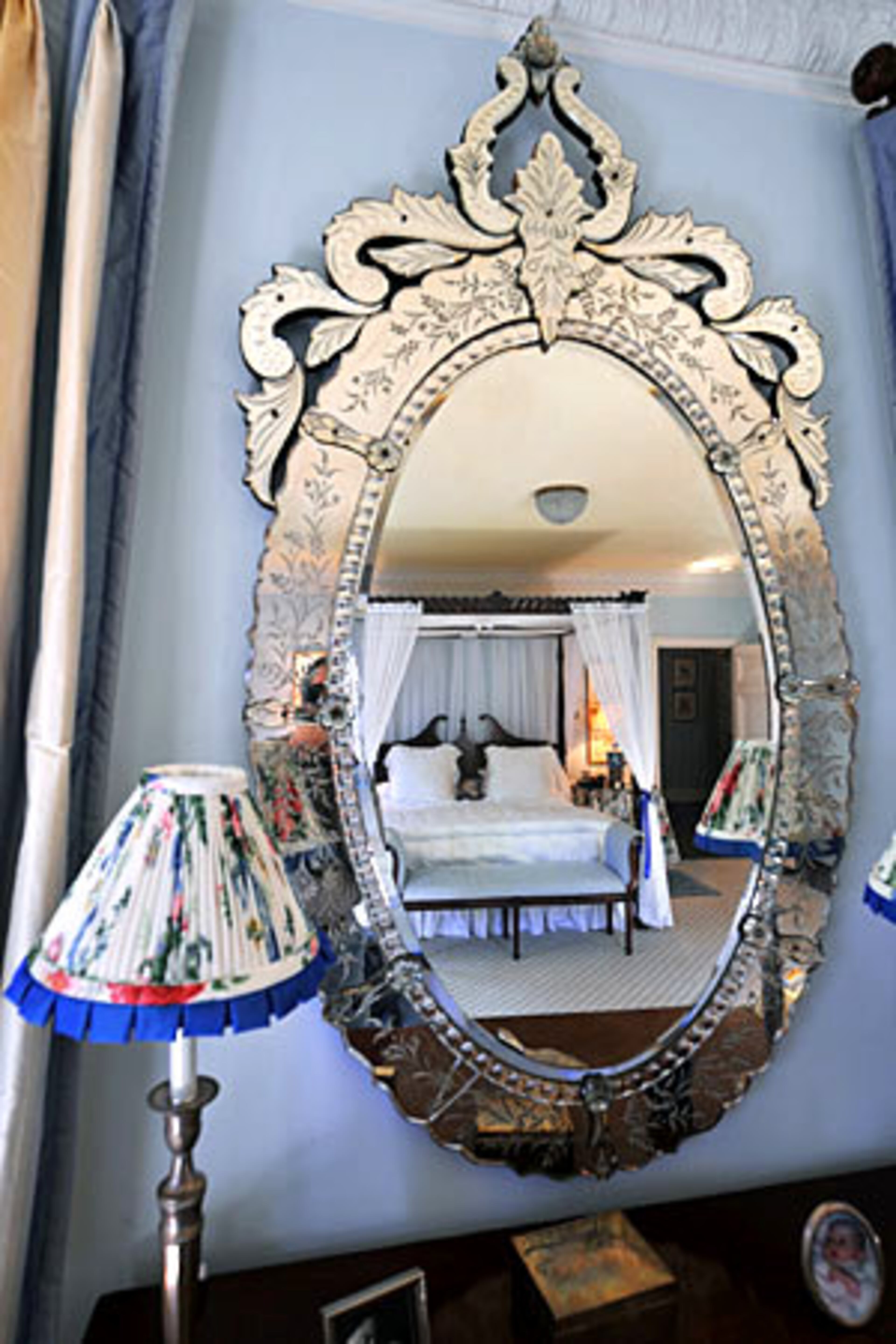 A mirror in the Millner's master bedroom.