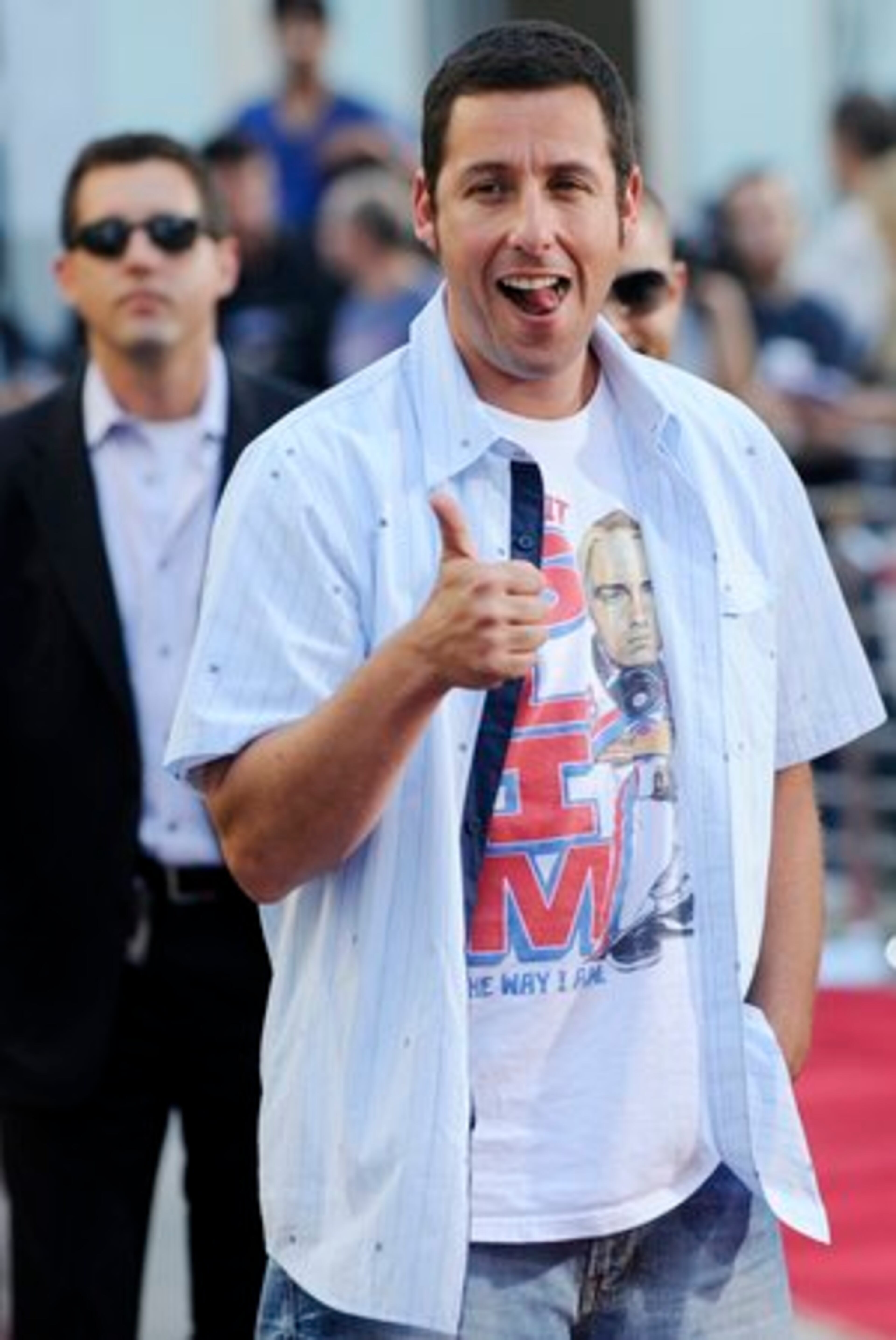 Hollywood star Adam Sandler arrives for the premiere of his latest film, "Funny People." Sandler plays a famous comedian who is suffering from a fatal disease. He hires another comedian to be his assistant and friend, then he goes after "the girl who got away." Sound intriguing?