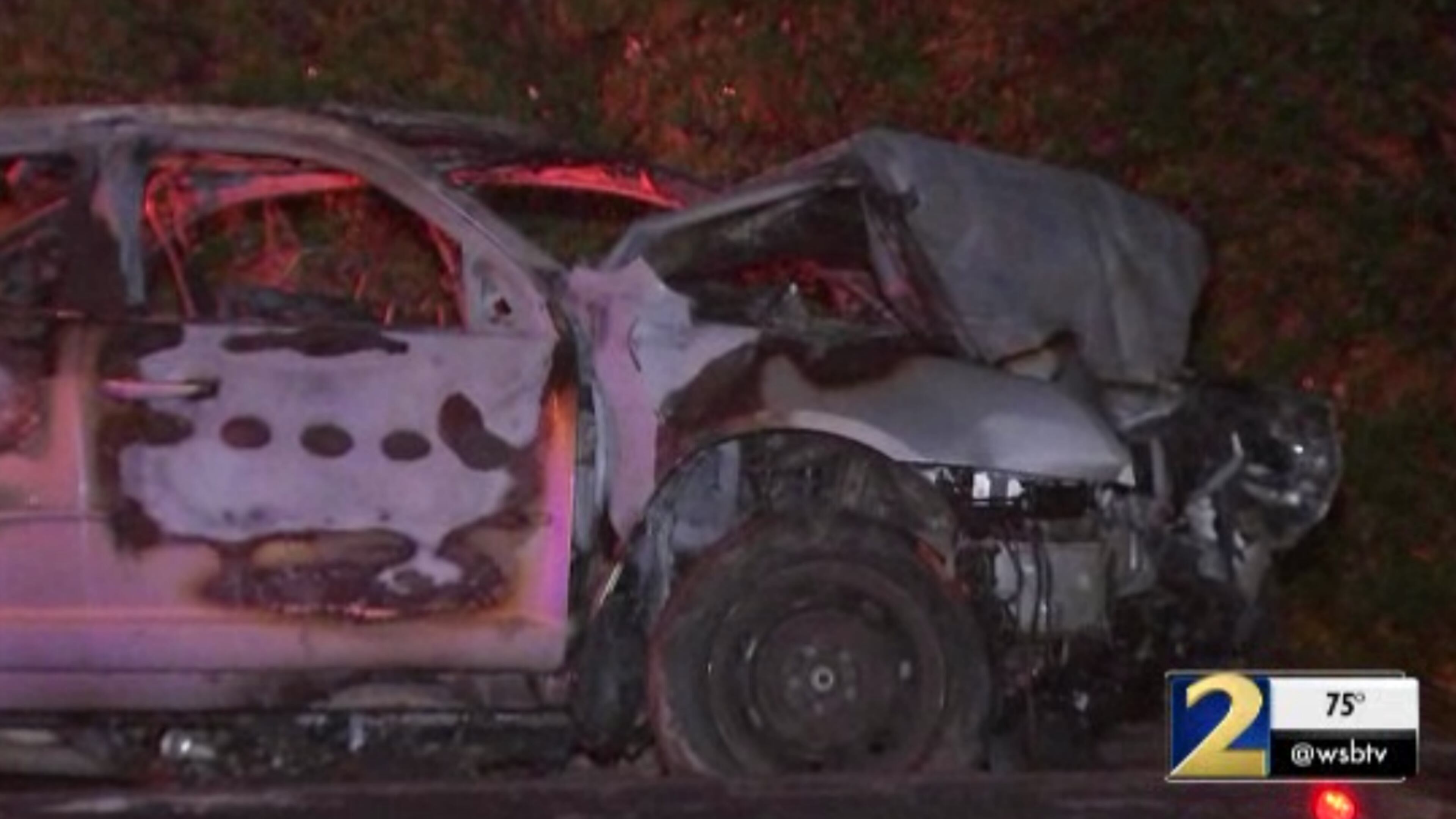 A vehicle caught on fire, trapping two occupants after a Georgia State Patrol chase.