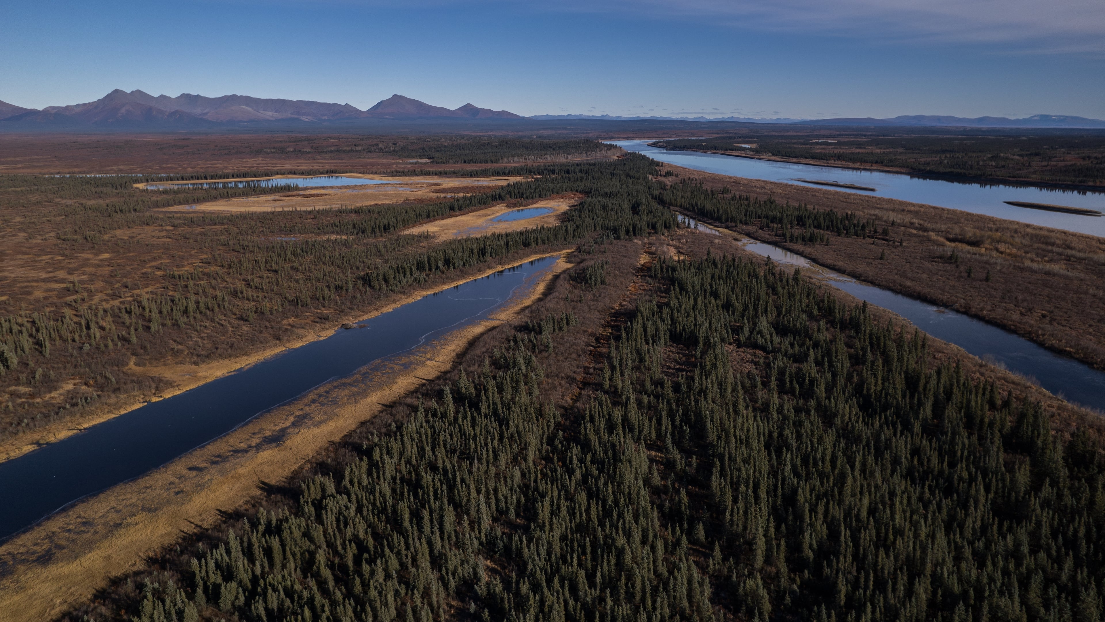 FILE - Onion Portage, a critical migration route for the Western Arctic Caribou Herd along the Kobuk River near Ambler, Alaska, is visible, Sept. 30, 2025. (AP Photo/Annika Hammerschlag, File)