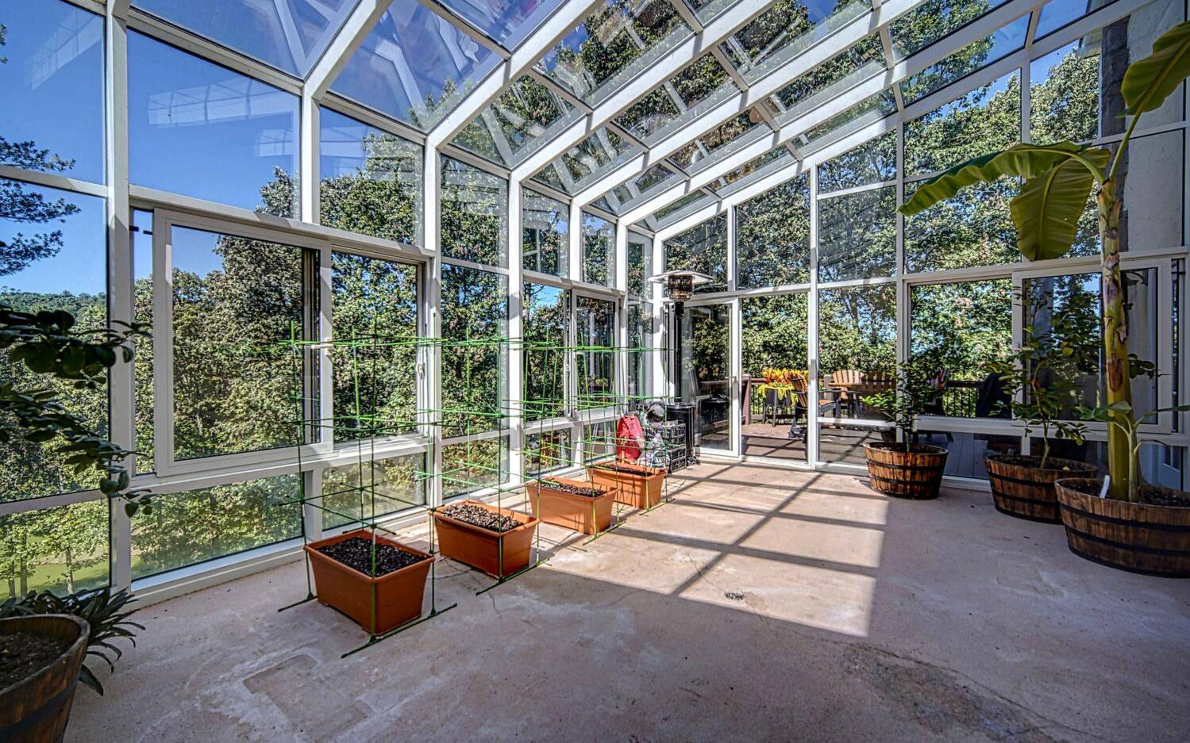 Spacious greenhouse.