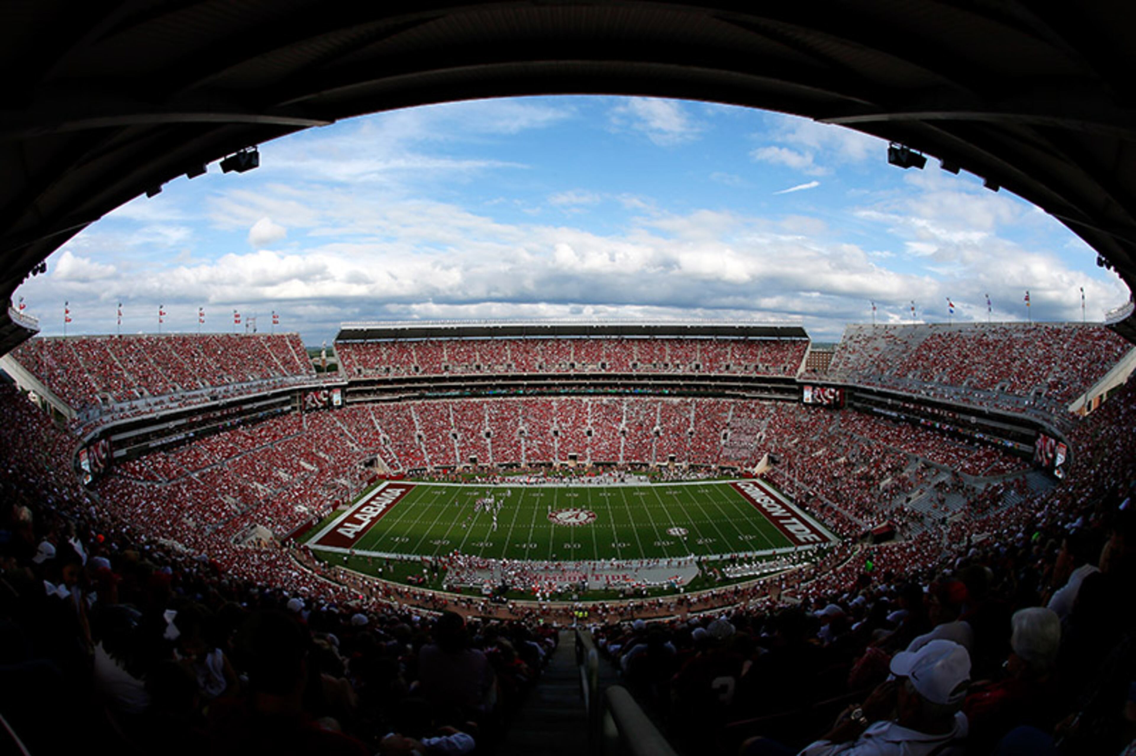 Nearly nearly 101,821 fans can be heard chanting “Rooooolllll Tide, Roll" inside Bryant-Denny Stadium in the fall. The fifth largest college stadium in the nation opened in 1929, seating only 12,000. Over the last two decades, Alabama has added more than 20,000 seats and made additions to a include seven story North End Zone Glass Curtain Wall.