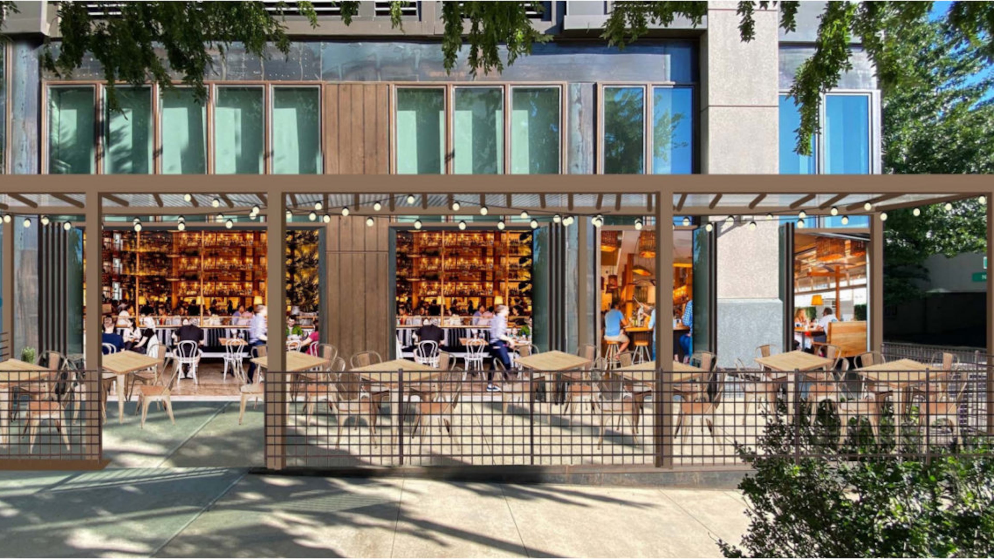 A rendering of the Yeppa and Co. patio.