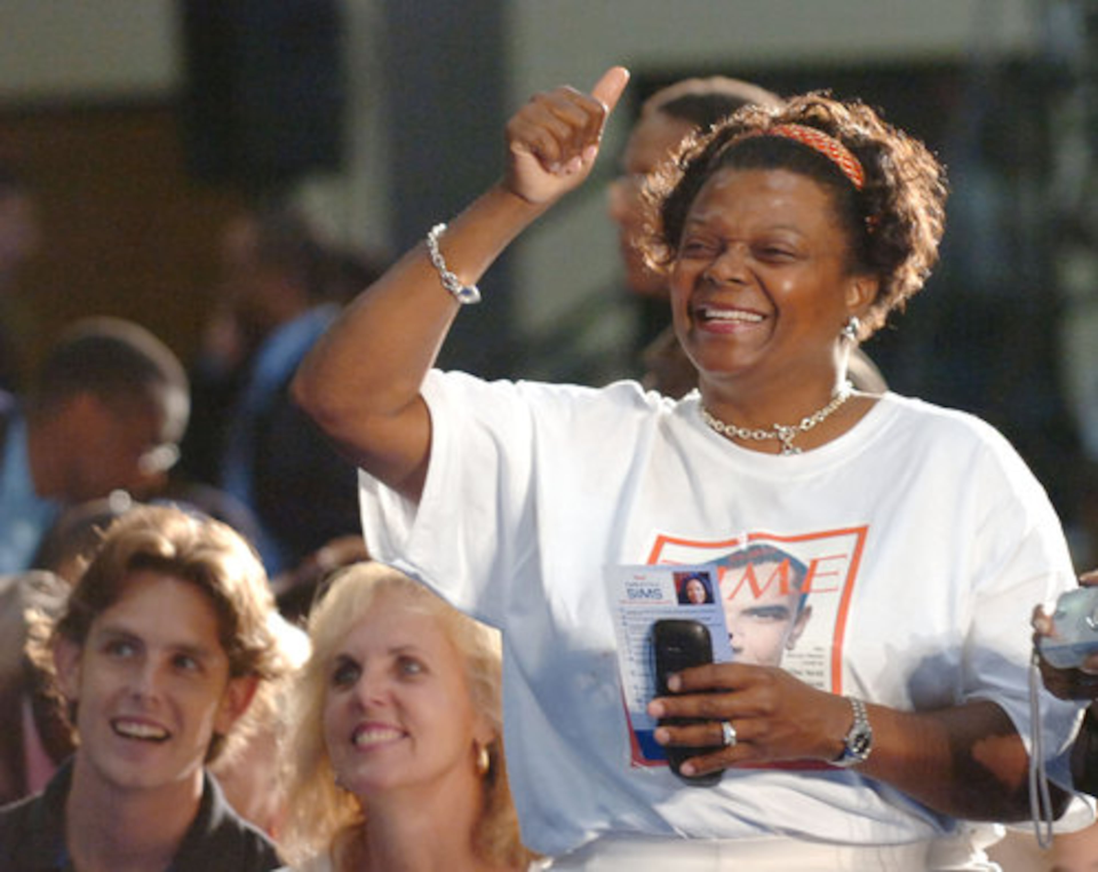 Edith Page-Gude was among those attending presidential candidate Barack Obama's town hall meeting at McEachern High School in Powder Springs on Tuesday morning.