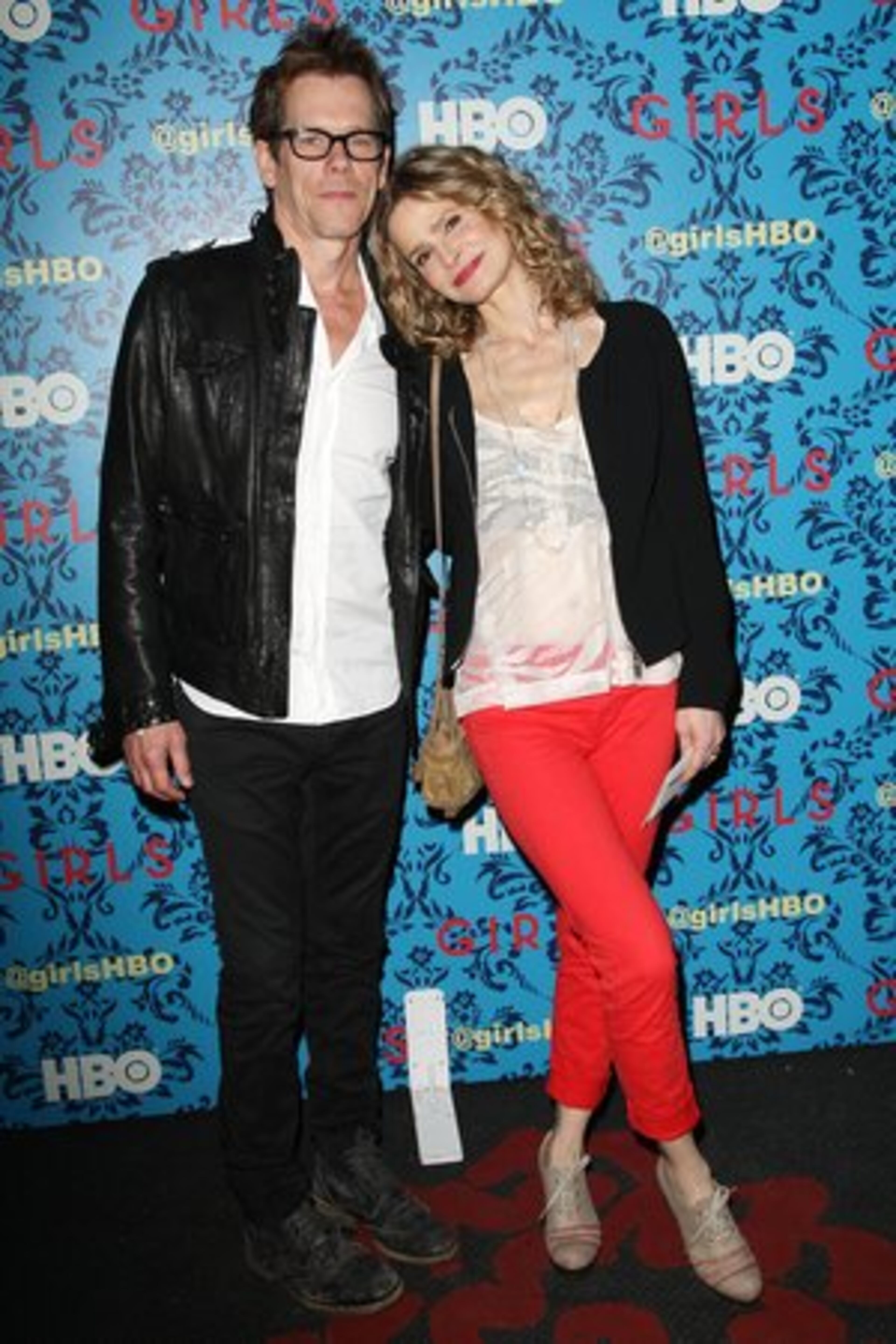 Actors Kevin Bacon, left, and Kyra Sedgwick pose at the premiere of the HBO original series 'Girls,' Wednesday, April 4, 2012 in New York. The comedy premieres April 15 on HBO.