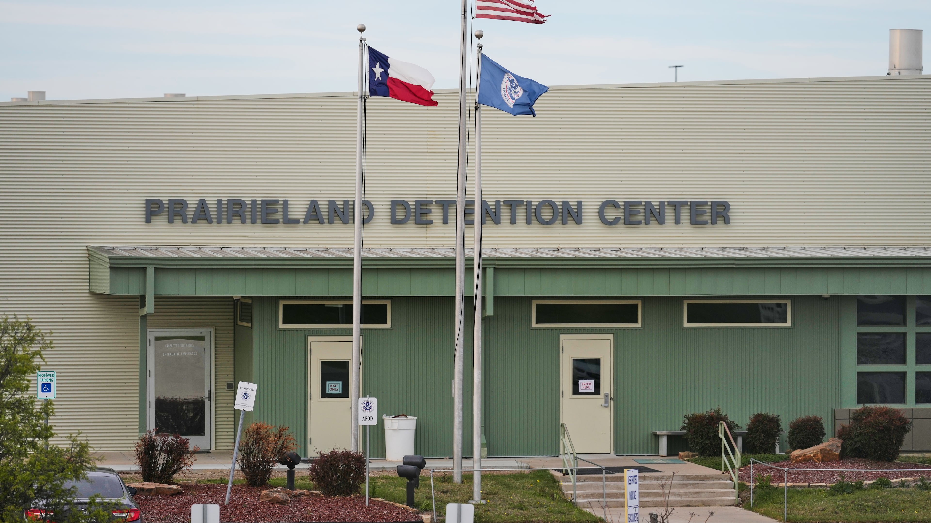 FILE - The Prairieland Detention Center in Alvarado, Texas, is shown, Monday, March 16, 2026. (AP Photo/Tony Gutierrez,File)