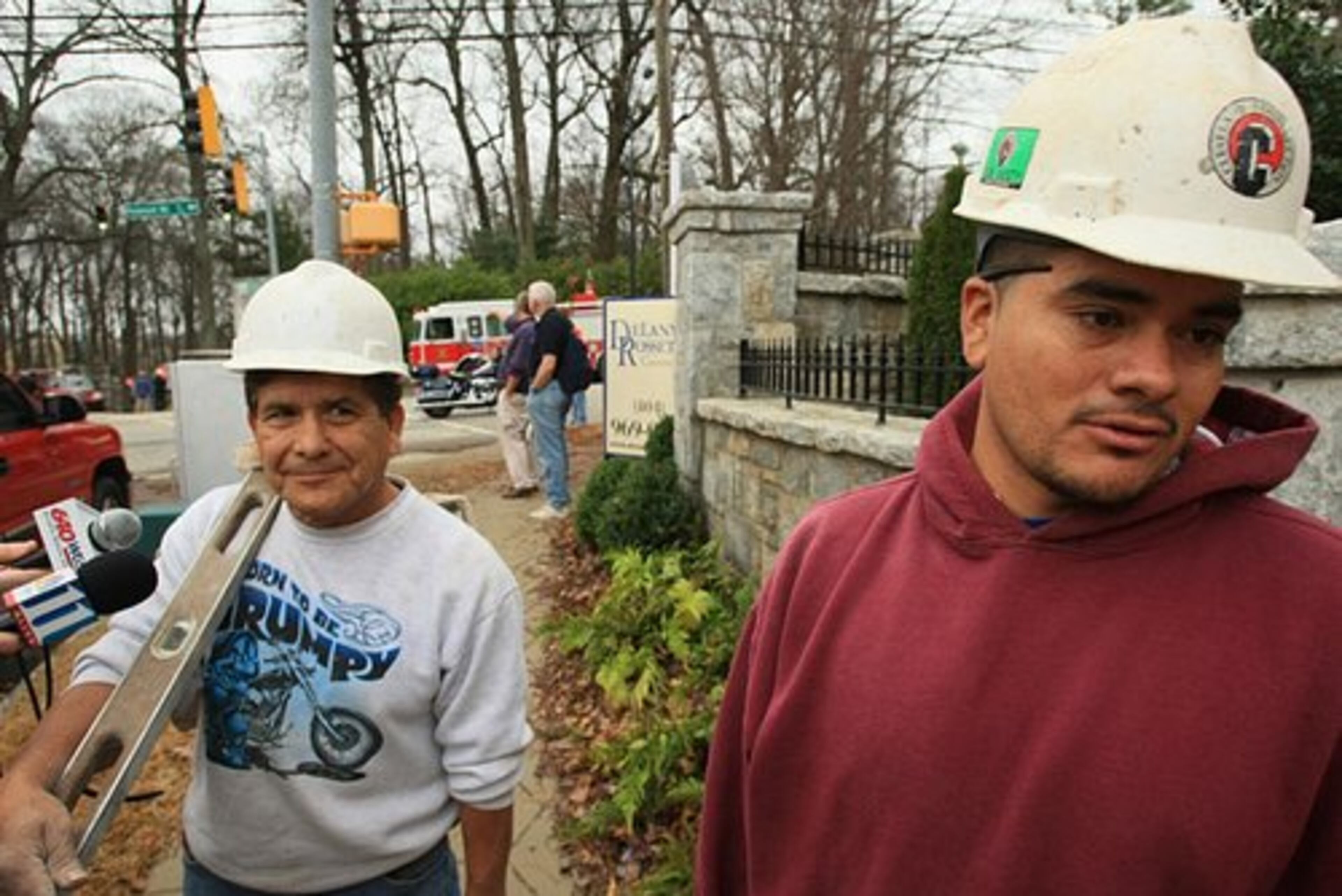 Roberto Bautista (left) and Rodigo Escamillia said they heard the collapse but escaped safely.