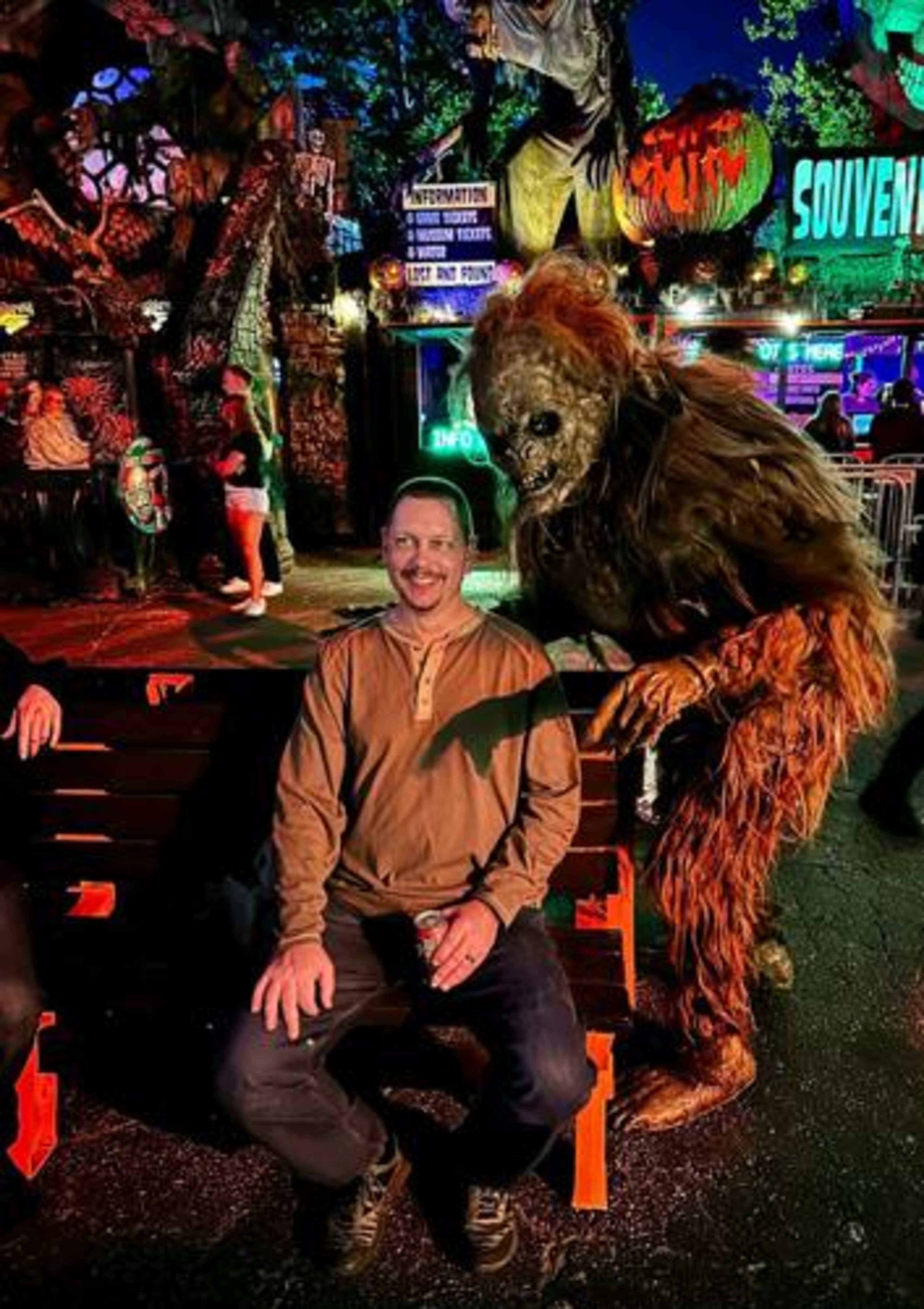 A monster sneaks up on a visitor in Netherworld's midway area. (Photo courtesy of Bruce Johnson)