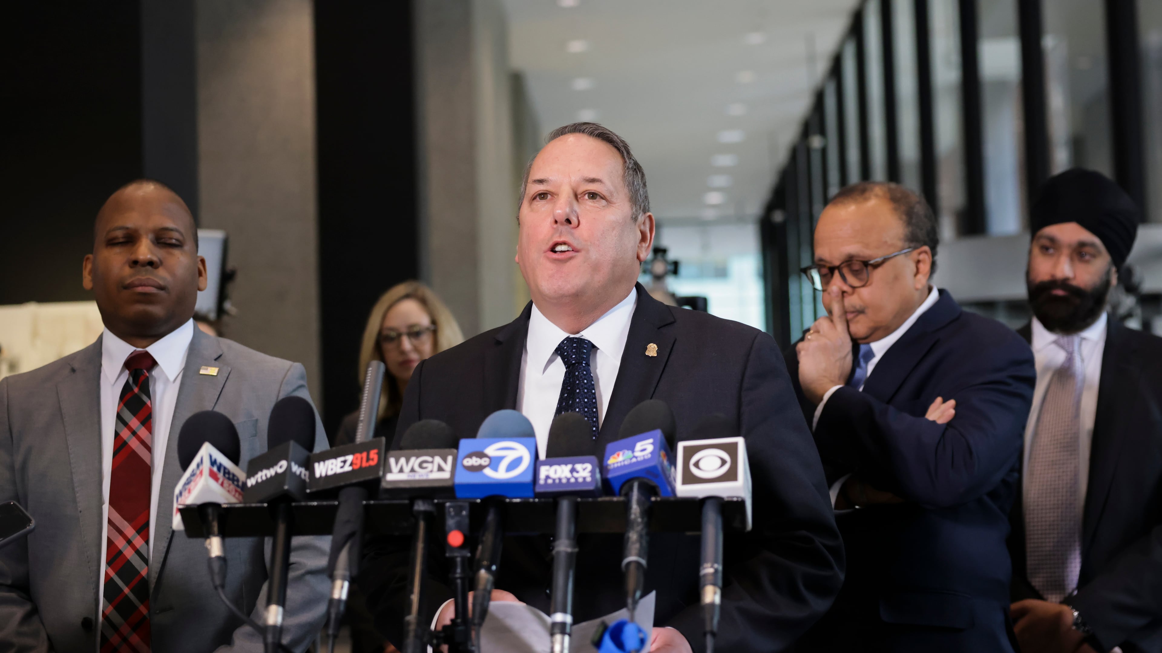 Douglas DePodesta, special agent in charge of the Chicago Field Office, speaks with reporters at the Dirksen Federal Courthouse in Chicago, Feb. 12, 2025. (Anthony Vazquez/Chicago Sun-Times via AP, File)
