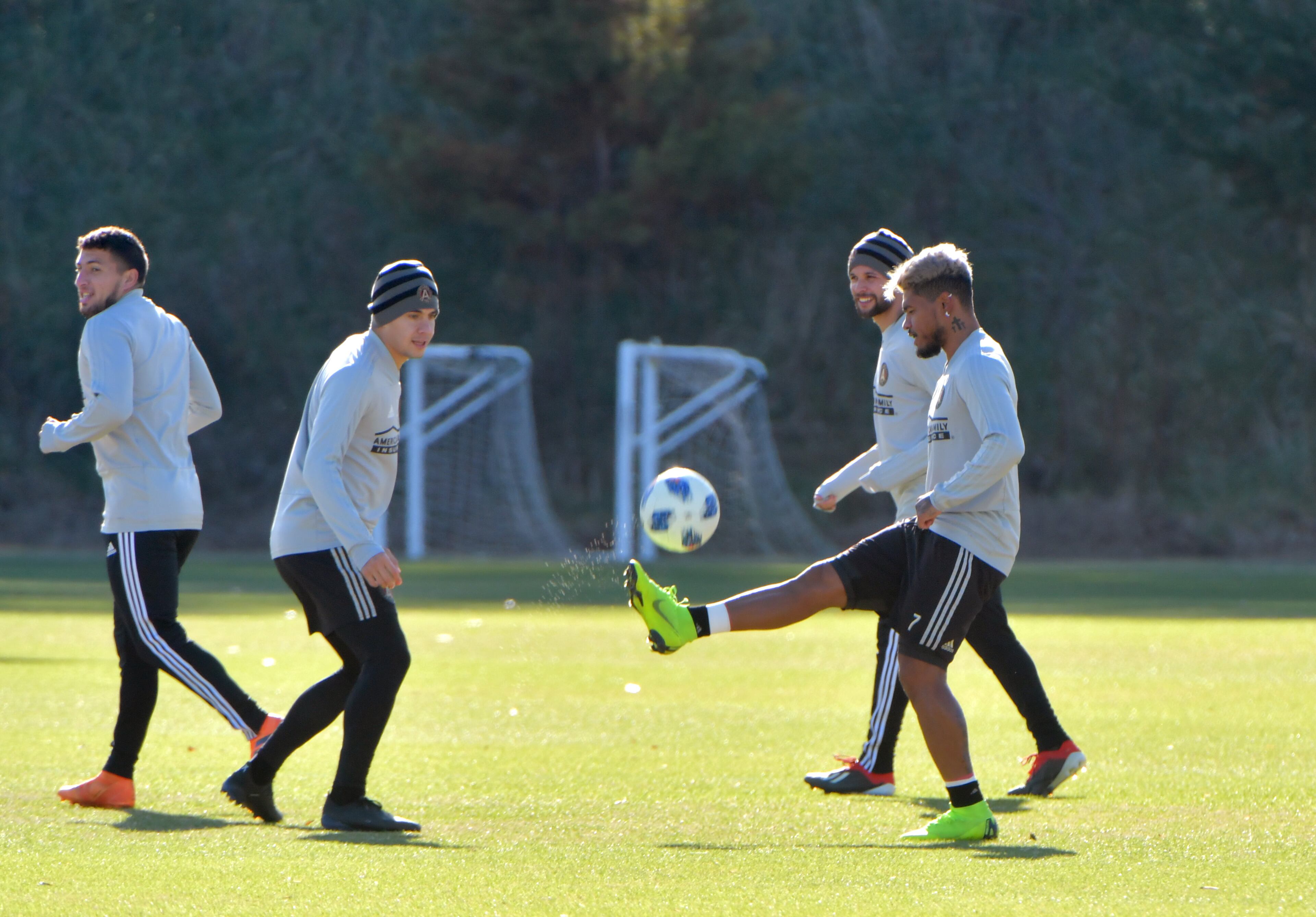Forward Josef Martinez works with the ball during Tuesday's practice at Children's Healthcare of Atlanta Training Ground in Marietta. (Hyosub Shin/hshin@ajc.com)