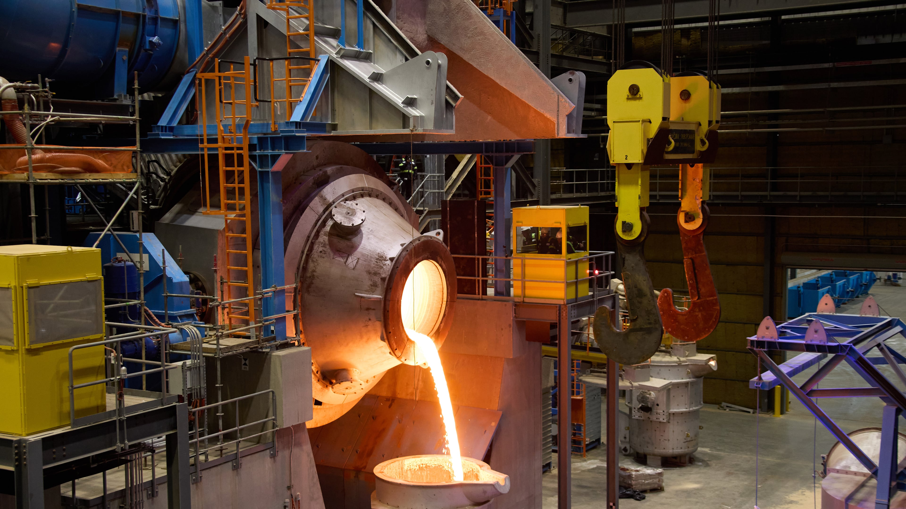 Aurubis recycles copper and other metals to produce materials for lithium-ion batteries and other electronic products at its smelting facility in Augusta.