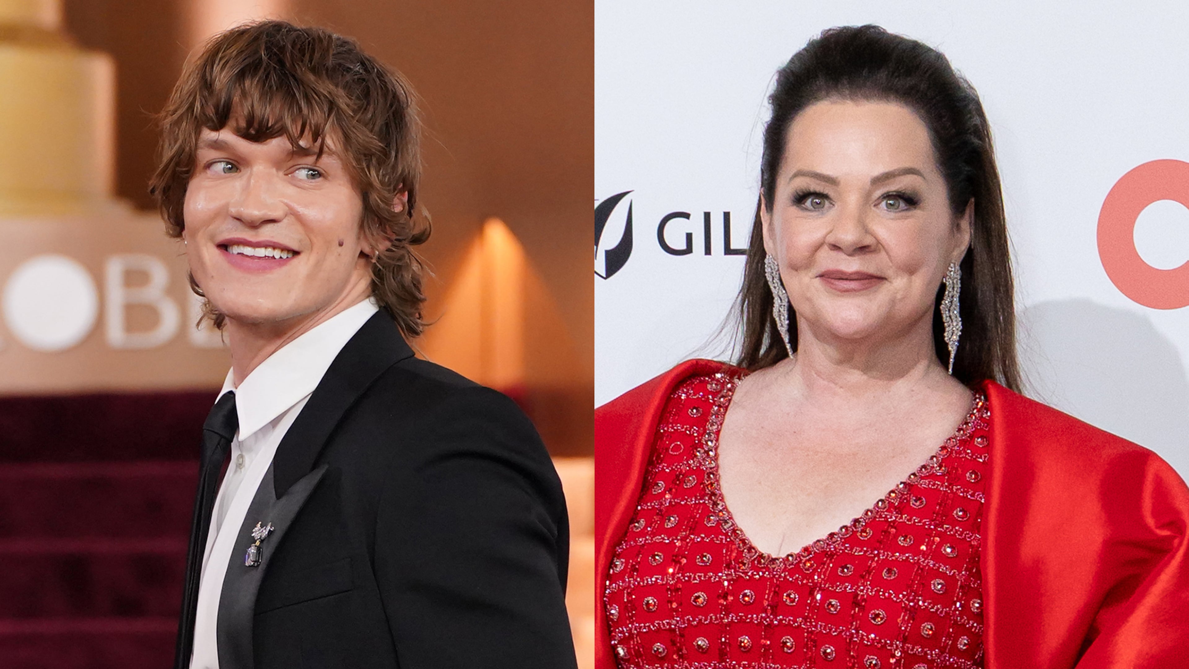 "Heated Rivalry" actor Connor Storrie (left) and comedic actor Melissa McCarthy are expected to join the film "Turpentine" set to film in metro Atlanta in May and June. (AP photos)