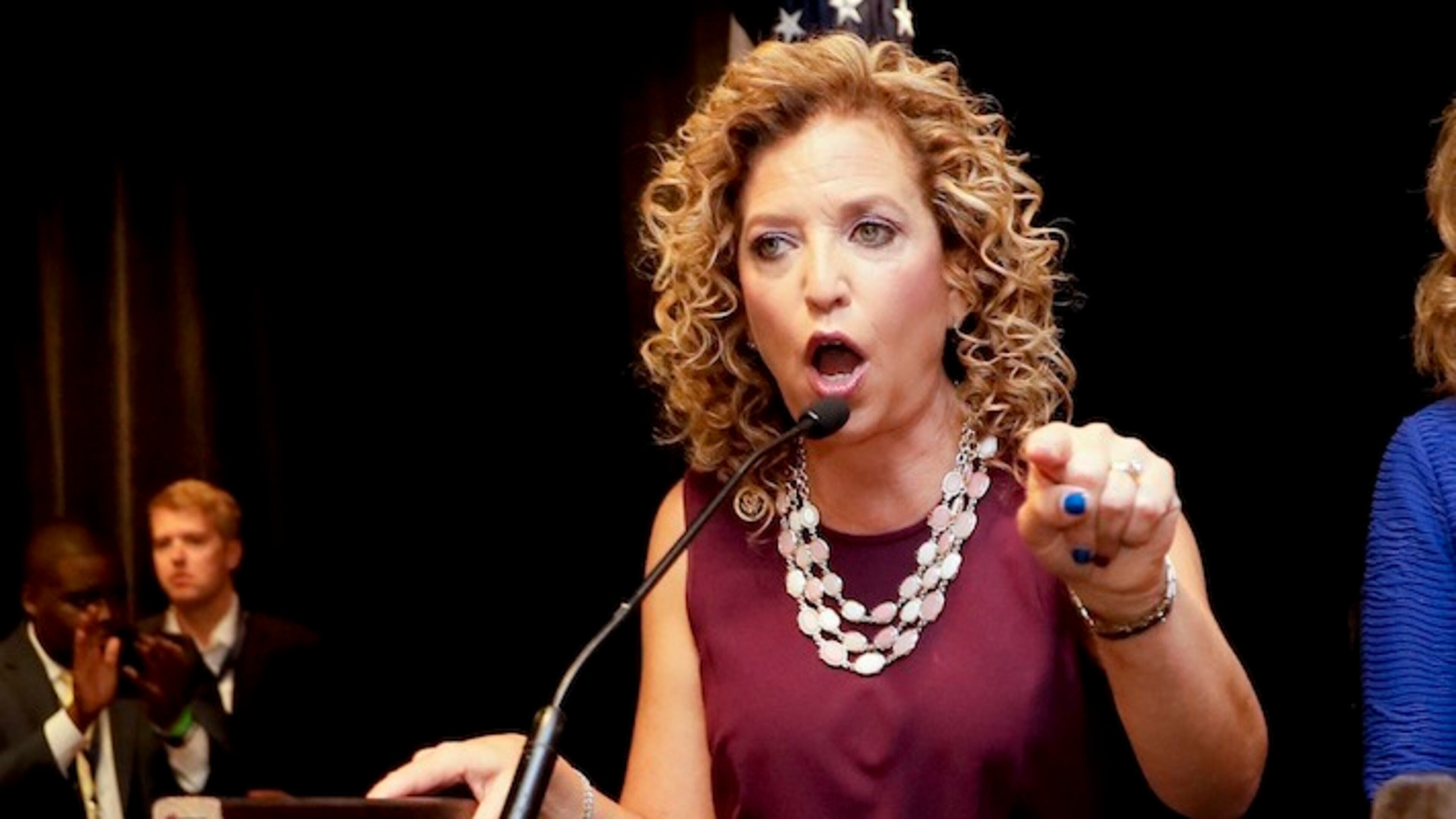 FILE- In this July 25, 2016 file photo, DNC Chairwoman, Debbie Wasserman Schultz, D-Fla., speaks during a Florida delegation breakfast, in Philadelphia. The email leaks that cost U.S. Rep. Debbie Wasserman Schultz her second job as chair of the Democratic National Committee are now threatening her bid for a seventh term from a South Florida district where, until recently, she was seen as unbeatable. Wasserman Schultz is facing a strong challenge in the Aug. 30 Democratic primary from law professor Tim Canova, a liberal who accuses the incumbent of being in the pocket of Wall Street and big banks. (AP Photo/Matt Slocum, File)