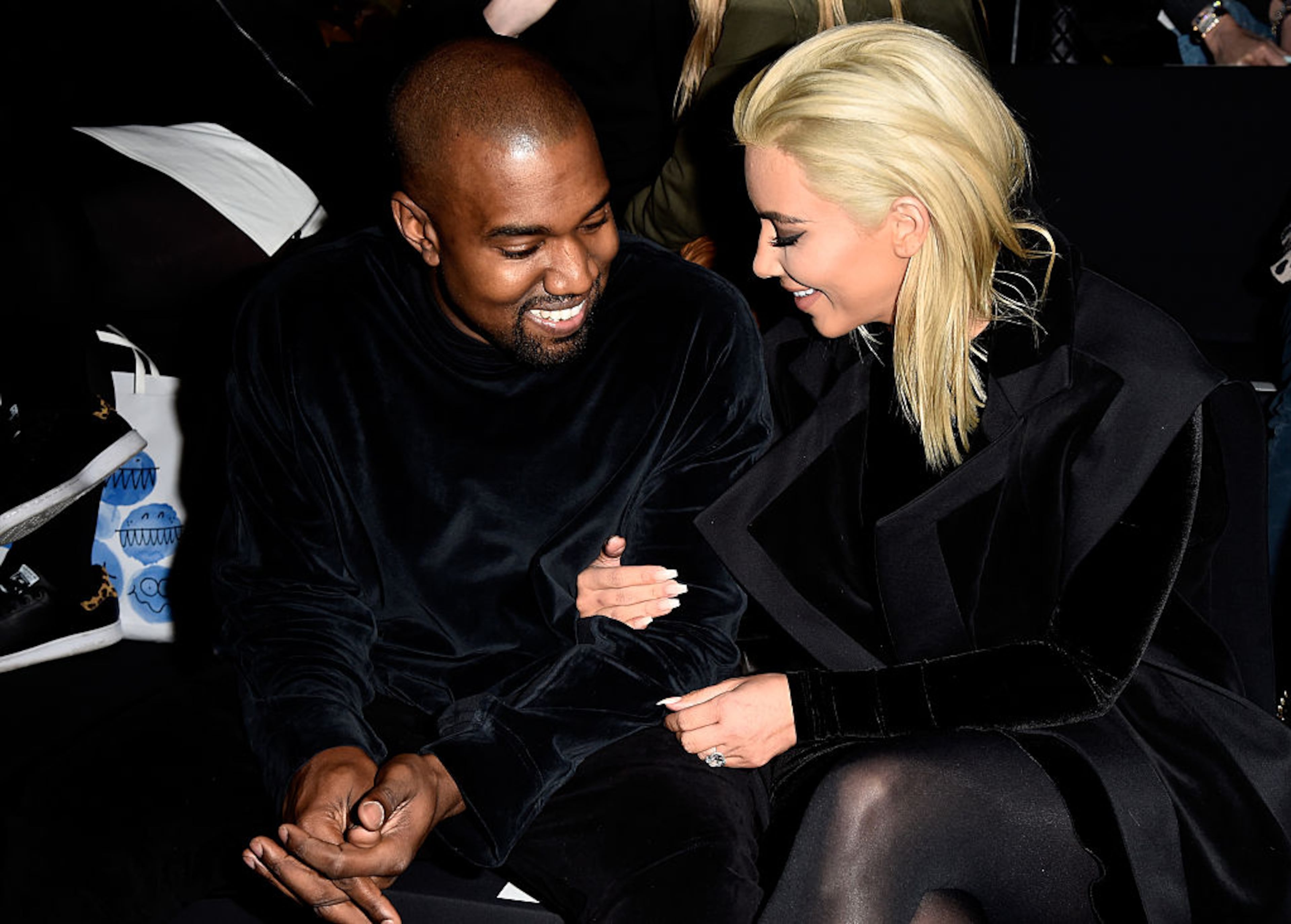 PARIS, FRANCE - MARCH 05: Kim Kardashian and Kanye West attend the Balmain show as part of the Paris Fashion Week Womenswear Fall/Winter 2015/2016 on March 5, 2015 in Paris, France. (Photo by Pascal Le Segretain/Getty Images)