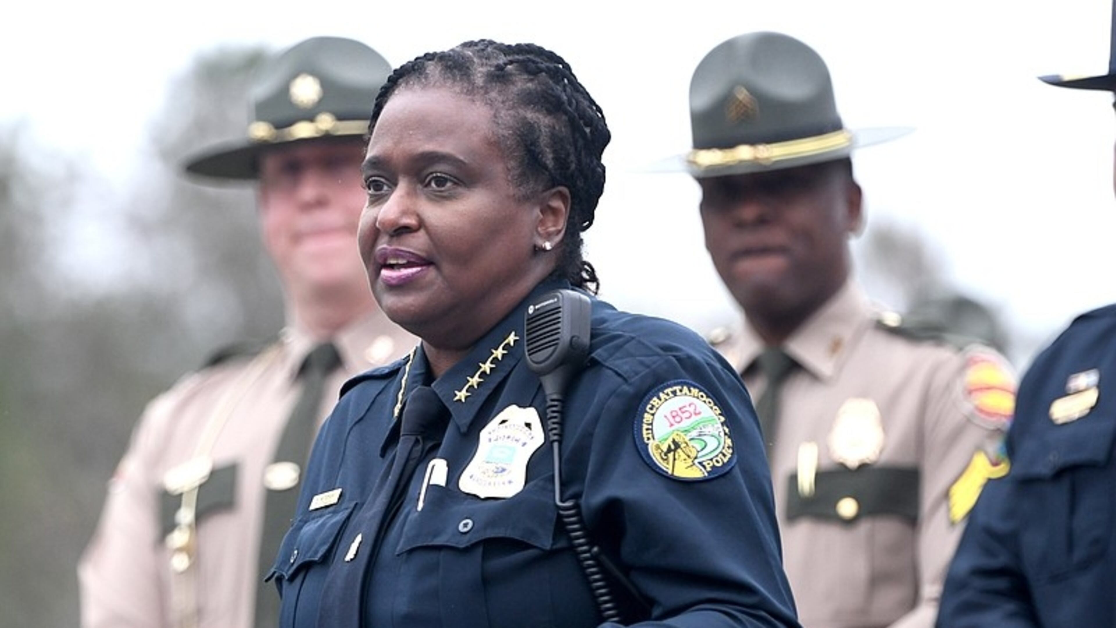 FILE: Chattanooga Police Chief Celeste Murphy speaks at a news conference for “Operation Hands Free" to reduce distracted driving at the Tennessee Highway Patrol offices in Lookout Valley on April 1. (Photo Courtesy of Robin Rudd)