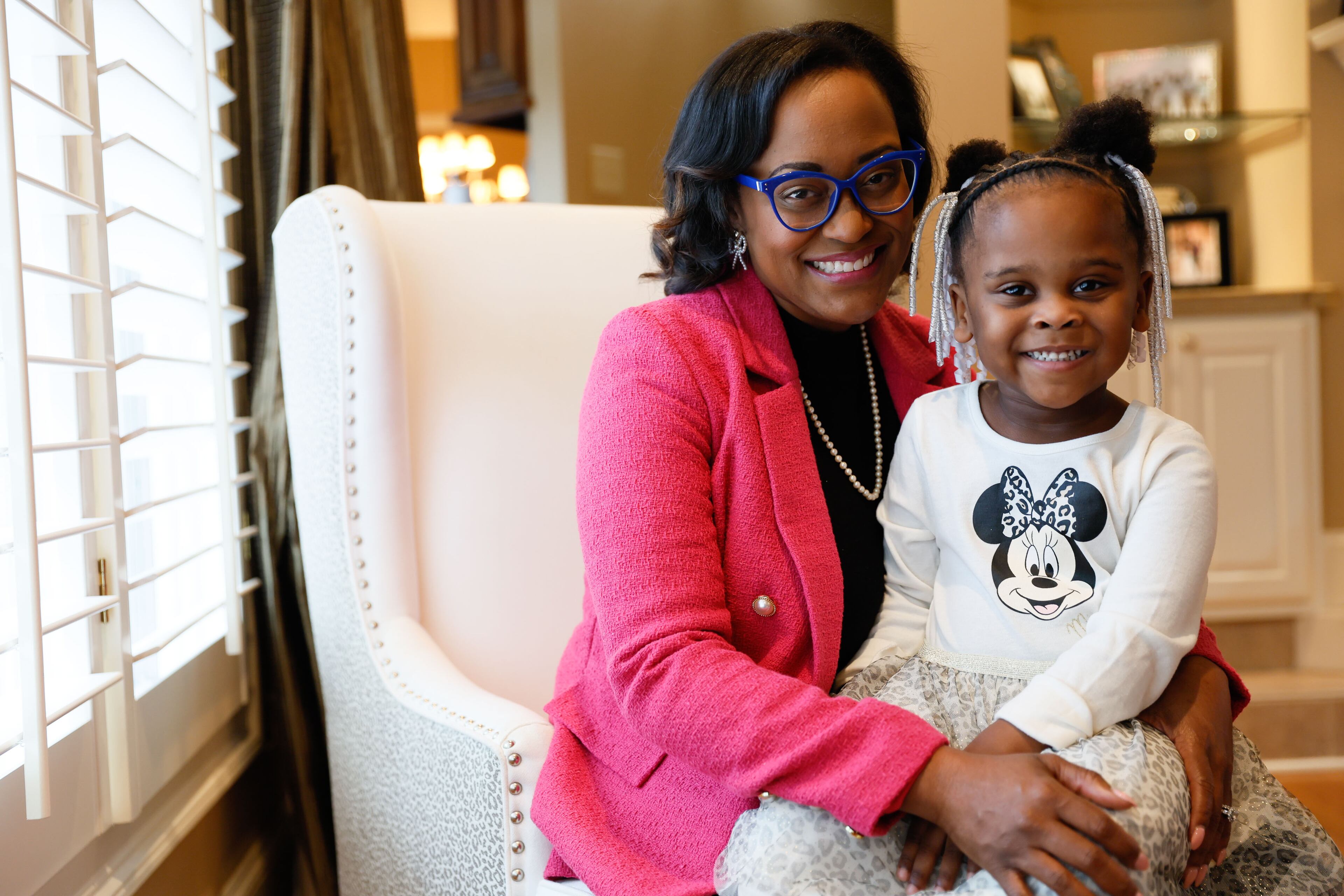 Dr. Maya McCarthy, a pediatrician in Atlanta, is pictured with her daughter Charlotte, age 3, in their living room on Sunday, February 12, 2024. During her pregnancy, she experienced preeclampsia ad HELLP syndrome, leading to an emergency c-section and the premature birth of Charlotte at 25 weeks. Charlotte, weighing only one pound, survived against her mother's fears of losing her own life.
Miguel Martinez /miguel.martinezjimenez@ajc.com