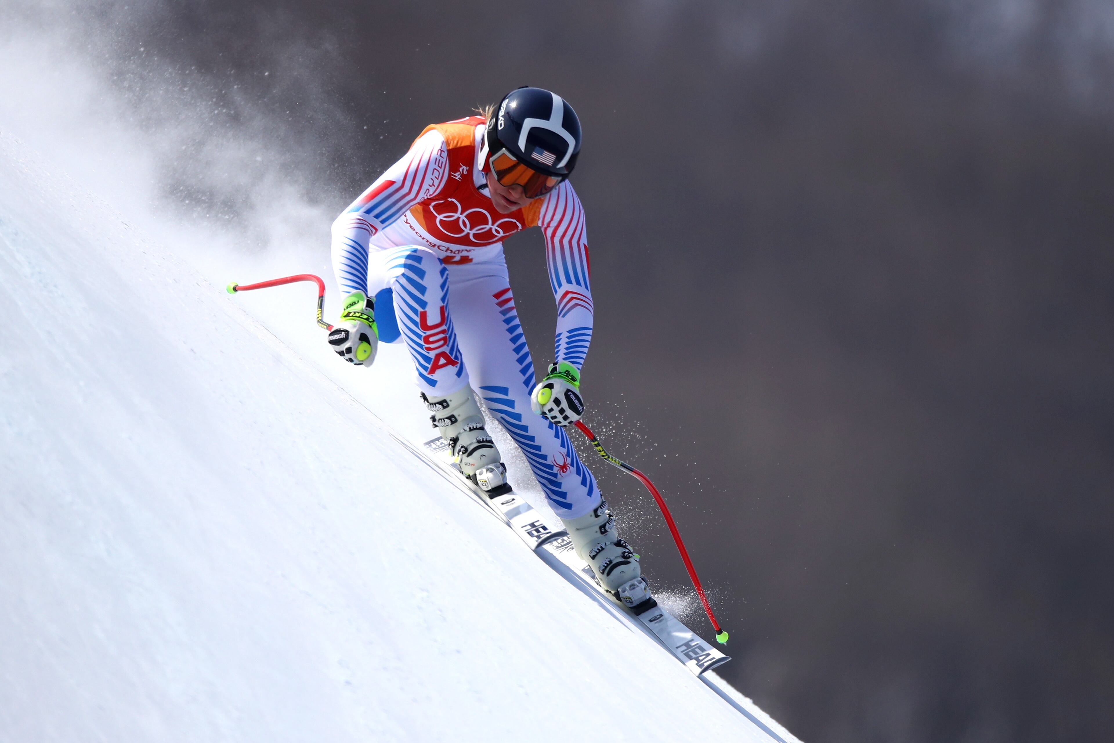 PYEONGCHANG-GUN, SOUTH KOREA - FEBRUARY 21: Alice McKennis of the United States competes during the Ladies' Downhill on day 12 of the PyeongChang 2018 Winter Olympic Games at Jeongseon Alpine Centre on February 21, 2018 in Pyeongchang-gun, South Korea. (Photo by Ezra Shaw/Getty Images)