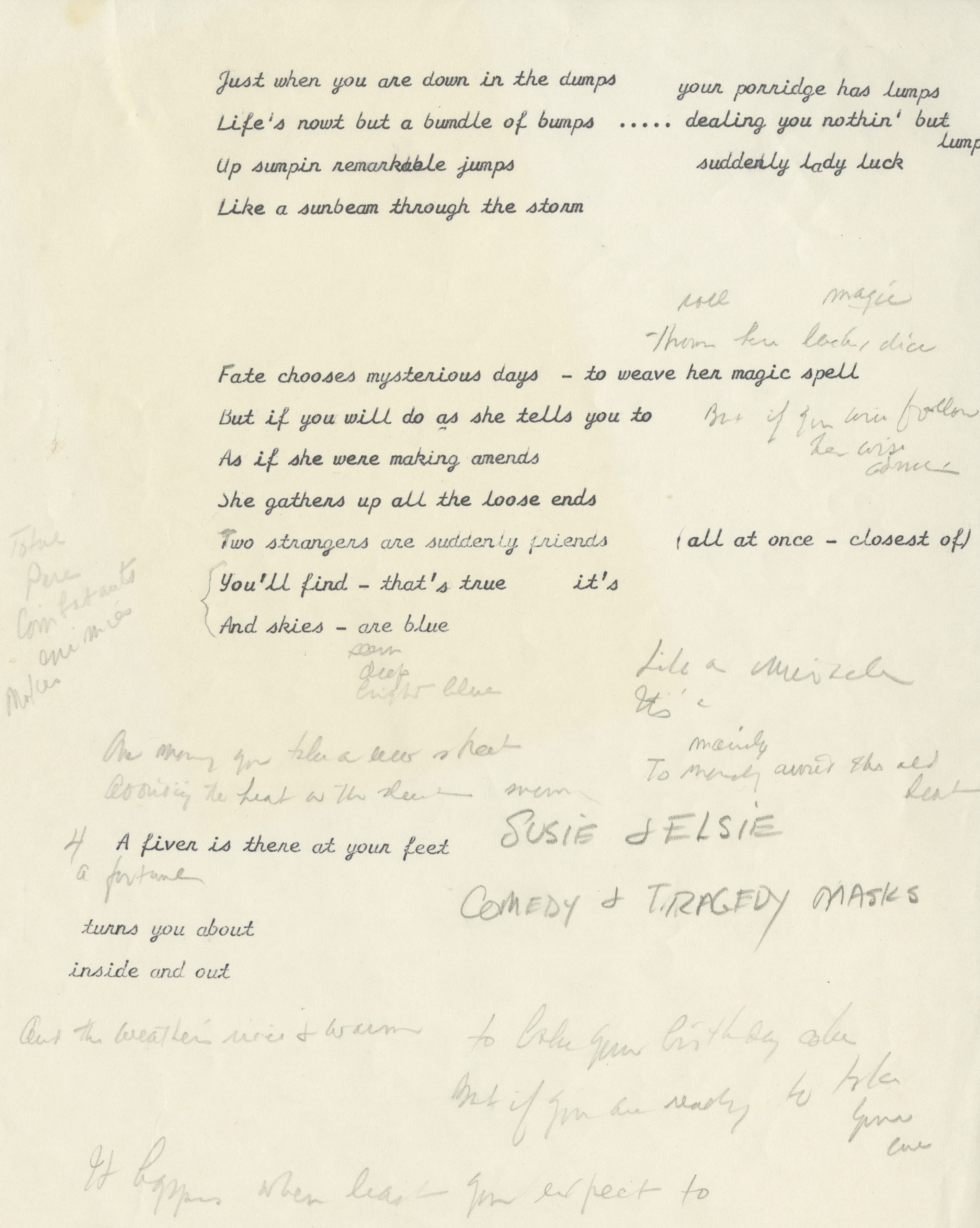 Copies of Johnny Mercer's draft lyrics/music. The Johnny Mercer Tribute concert, featuring Joe Gransden and Tierney Sutton, takes place Feb. 7 at Georgia State University s Rialto Center for the Arts.