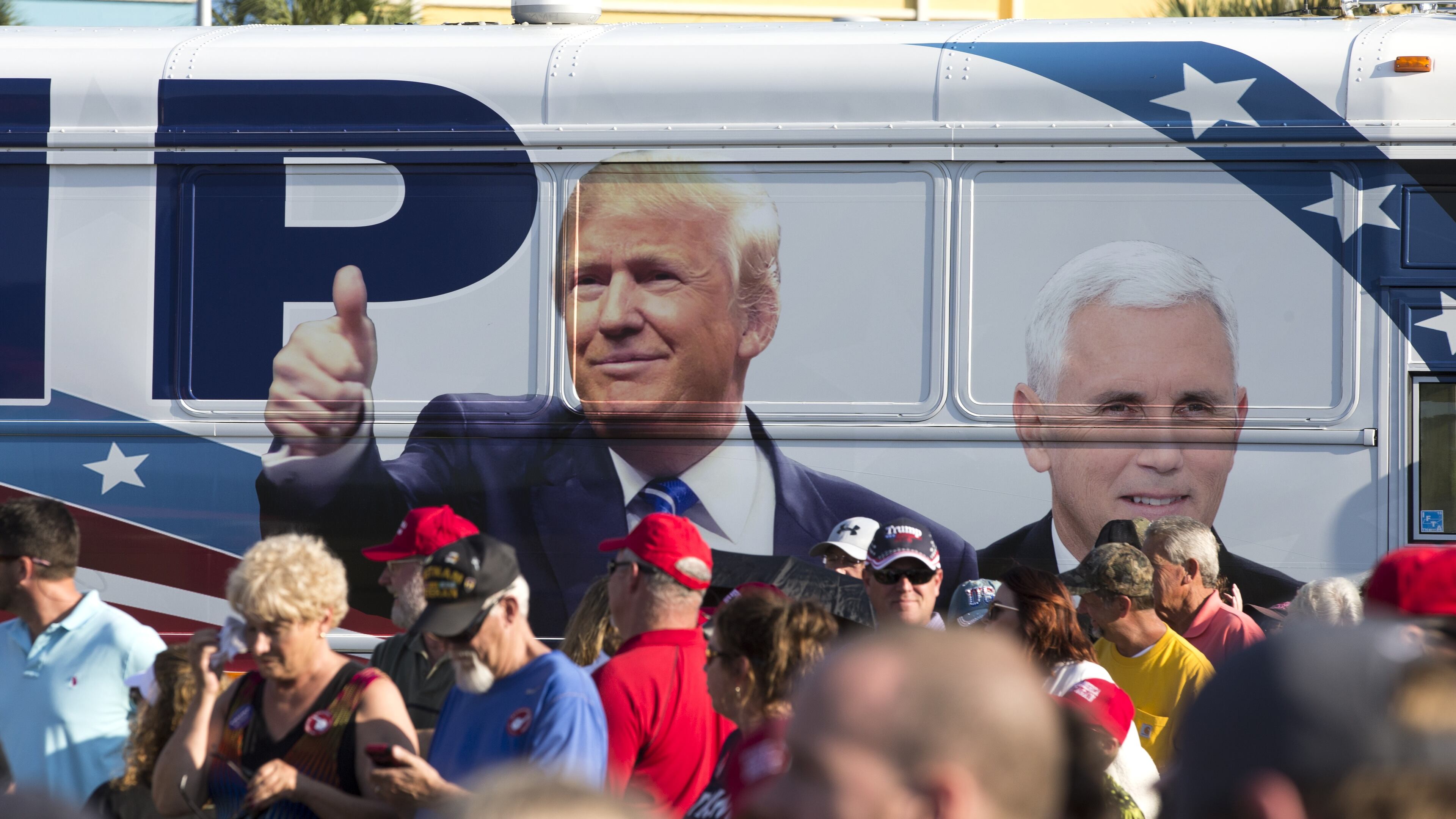Supporters line up for a Donald Trump rally in Panama City Beach, Fla., on Tuesday. Mark Wallheiser/Getty Images
