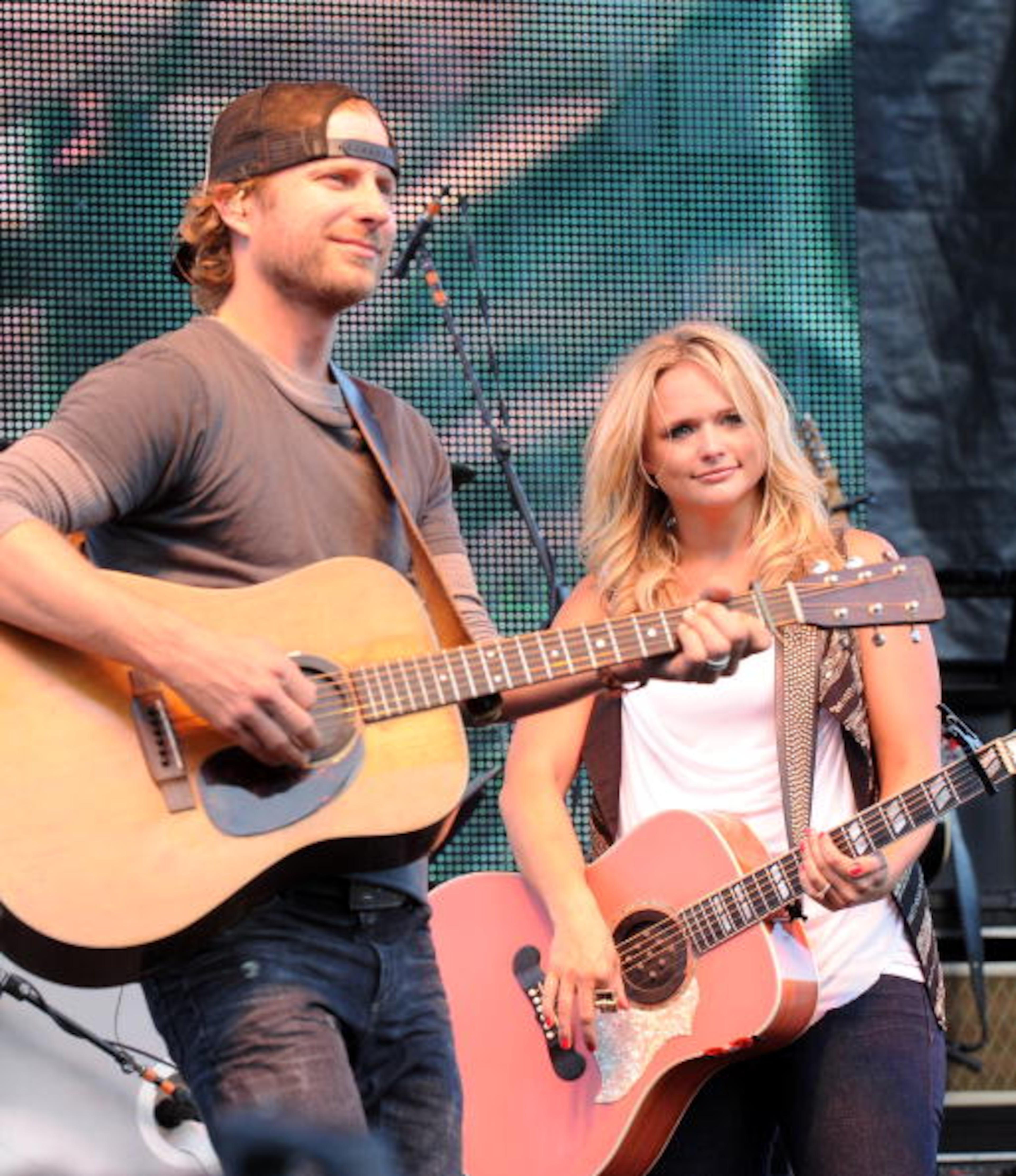 NASHVILLE, TN - OCTOBER 17: Recording Artists Dierks Bentley and Miranda Lambert perform at Dierks Bentley's 5th Annual Miles & Music For Kids celebrity motorcycle ride and benefit concert at Riverfront Park on October 17, 2010 in Nashville, Tennessee. (Photo by Rick Diamond/Getty Images)