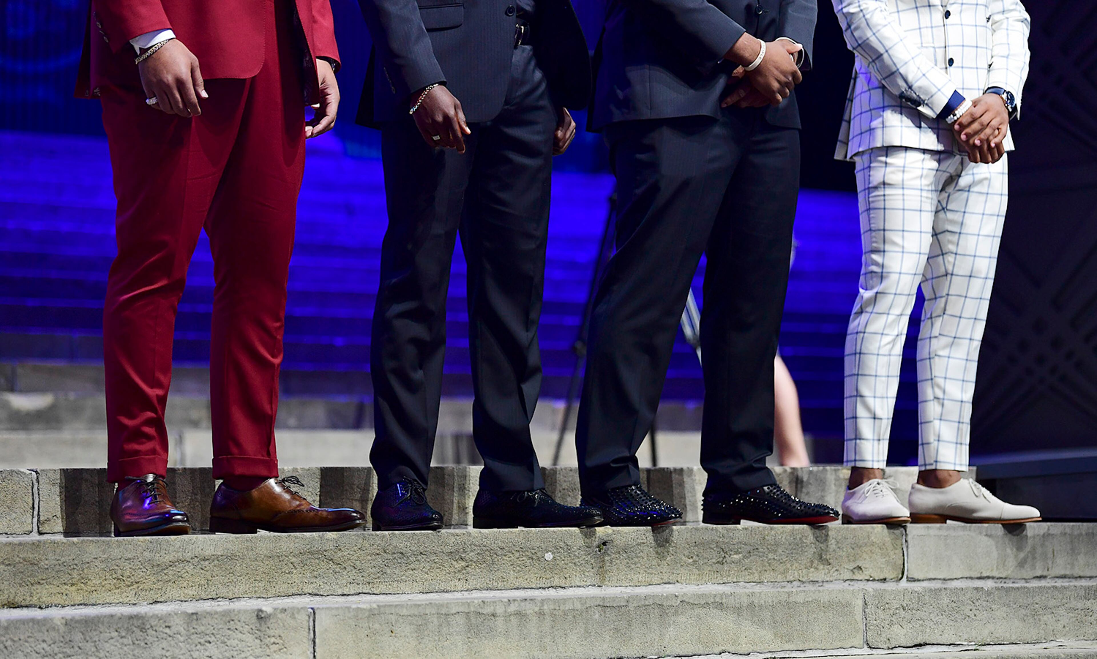 Players at the NFL Draft, on the steps of the Philadelphia Museum of Art, April 27, 2017. (Ben Solomon/The New York Times)